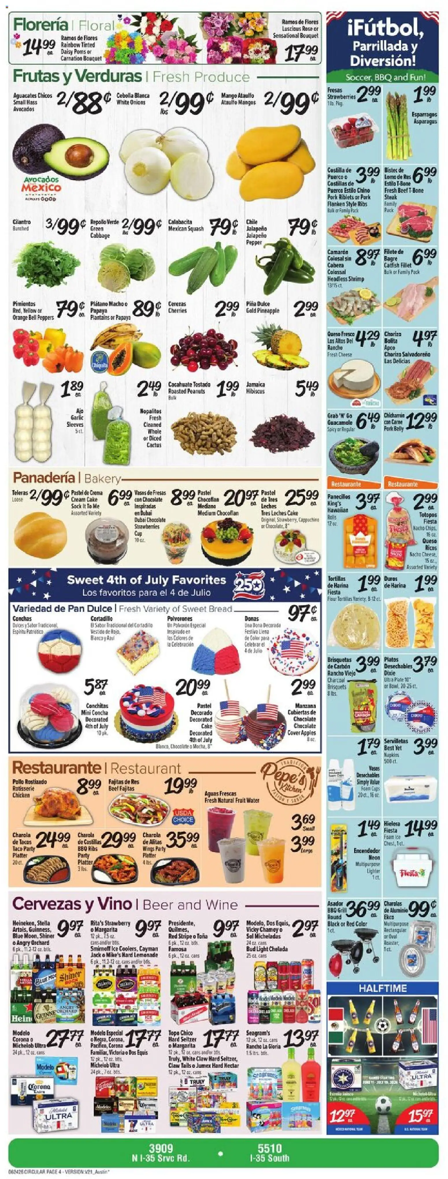 Fiesta Mart Weekly Ad - valid from 06/24/2026 | Page: 4 | Products: Peppers, Apples, Cabbage, Lighter