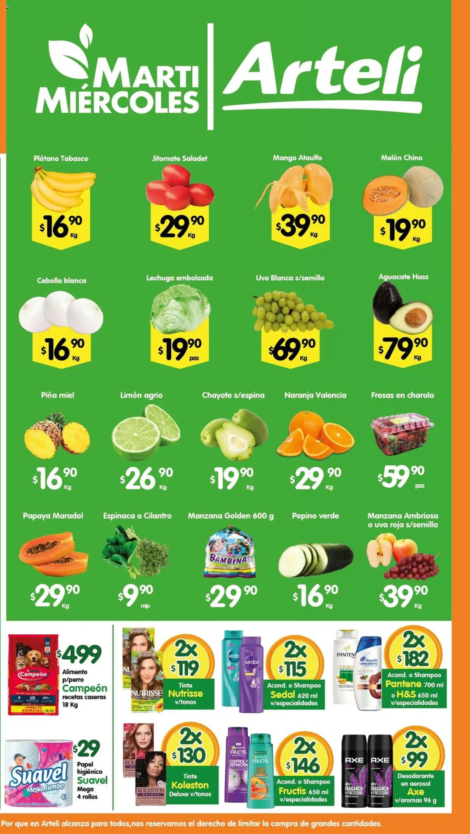 Nuevas ofertas de Arteli válidas en toda la República Mexicana desde el 03.06.2026. ¡Encuentra las mejores ofertas en Arteli folleto Valles! | Página: 2 | Productos: Cebolla, Manzana, Lechuga, Papel higiénico