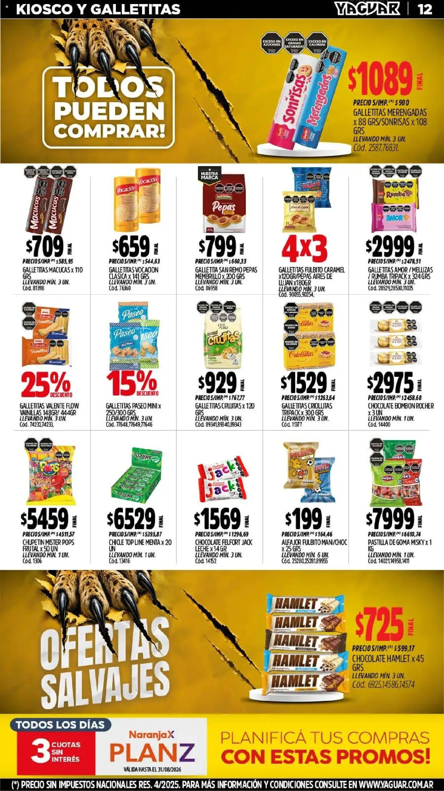 Yaguar - Oferta Semanal Misiones │ válido desde el 03/08/2026 | Página: 13 | Productos: Top, Chocolate, Chicle, Alfajor