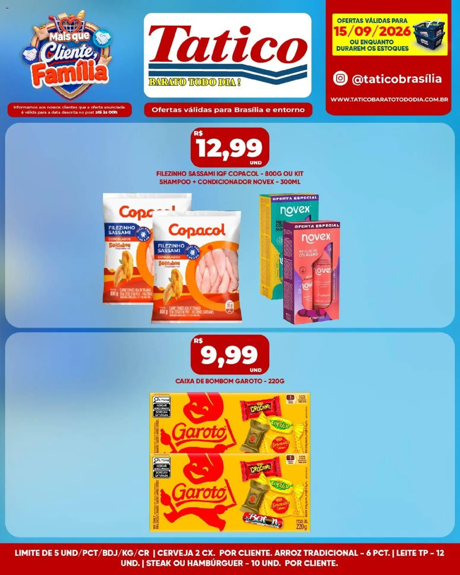Tatico Folheto - válido de 15/09/2026 | Página: 8 | Produtos: Caixa, Arroz, Hambúrguer, Caixa de bombom
