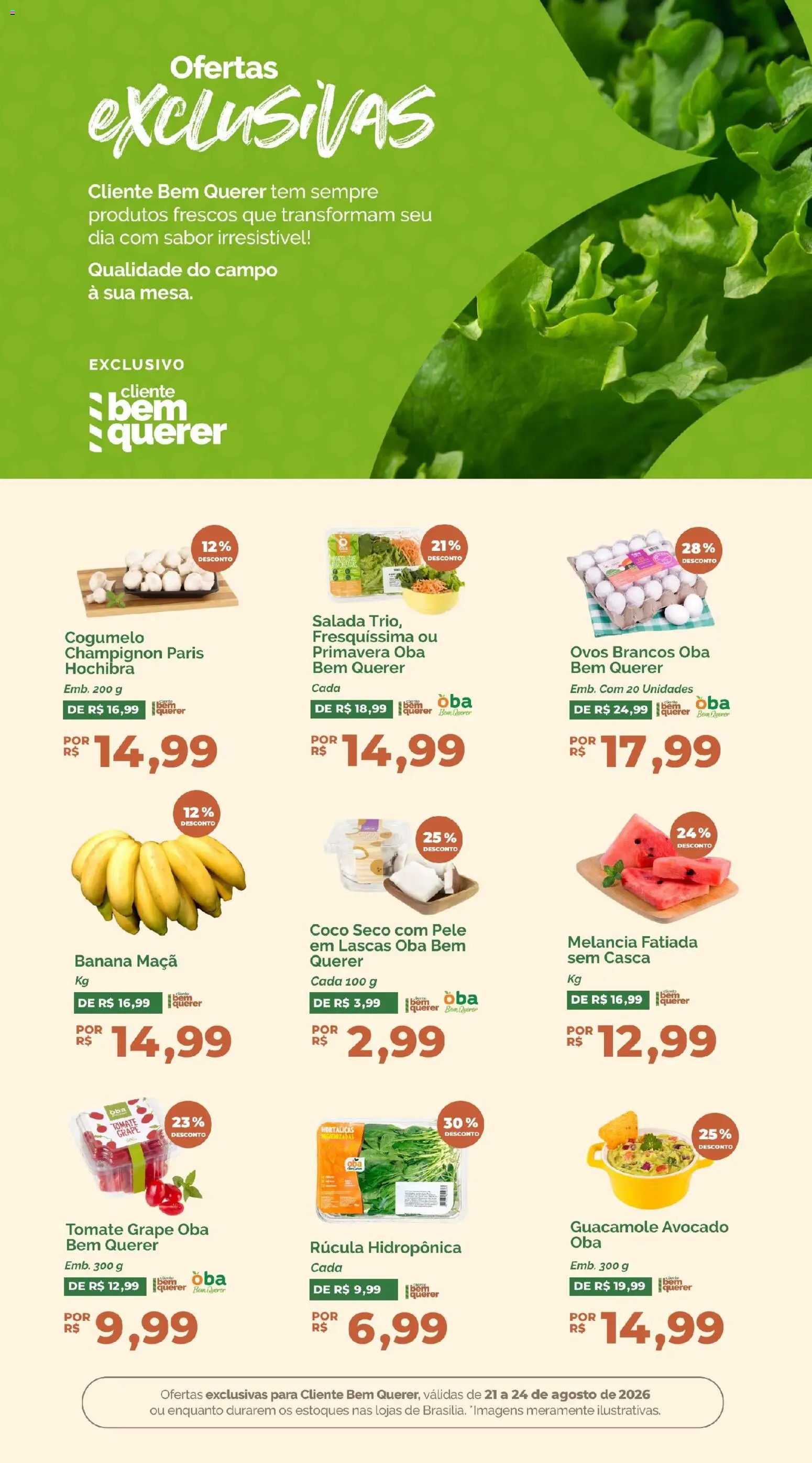 Oba Hortifruti Folheto - válido de 21/08/2026 | Página: 4 | Produtos: Coco, Rúcula, Ovos, Salada