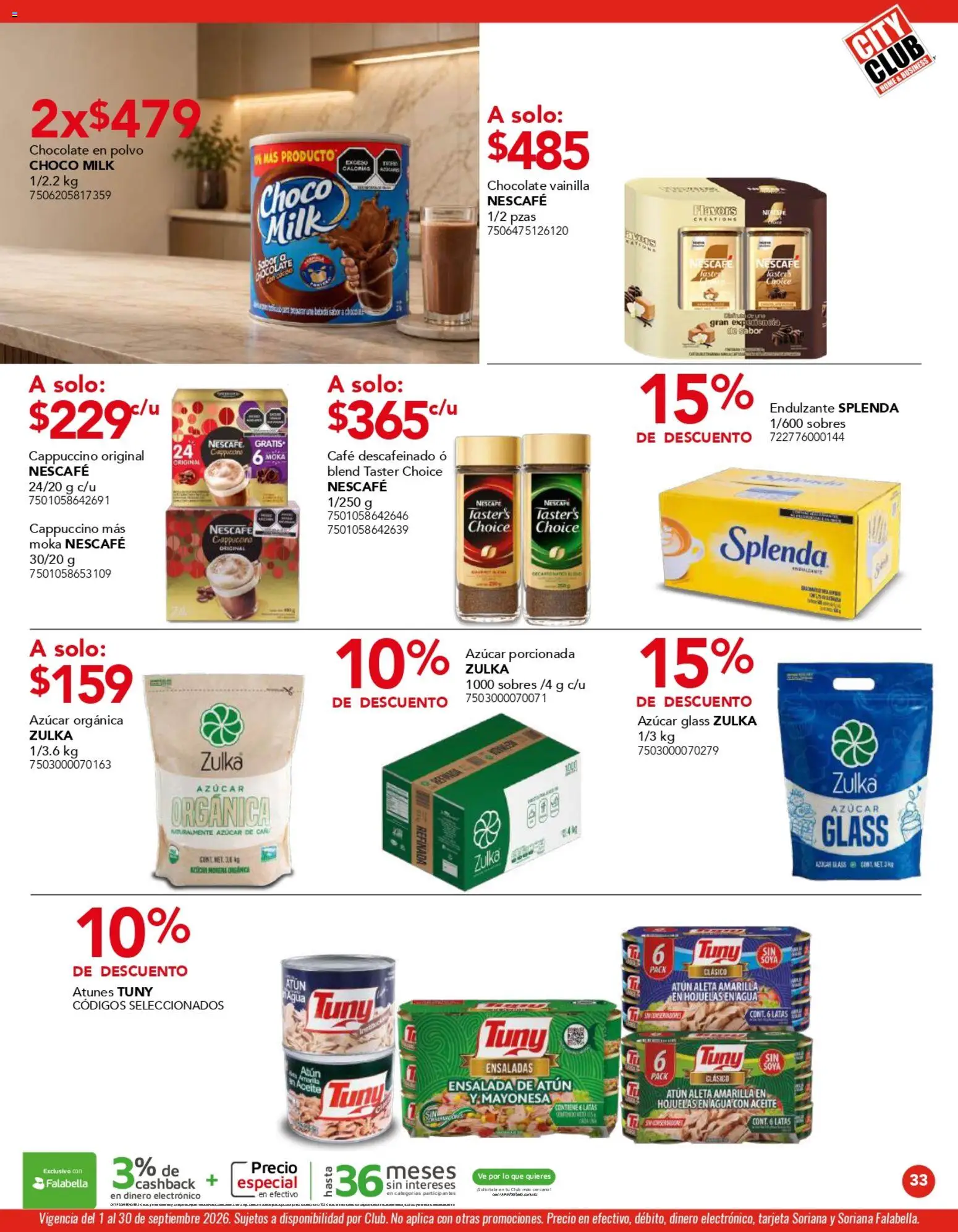 Nuevas ofertas de City Club válidas en toda la República Mexicana desde el 01/09/2026. ¡Encuentra las mejores ofertas en City Club catálogo! | Página: 33 | Productos: Mayonesa, Agua, Chocolate, Hojuelas