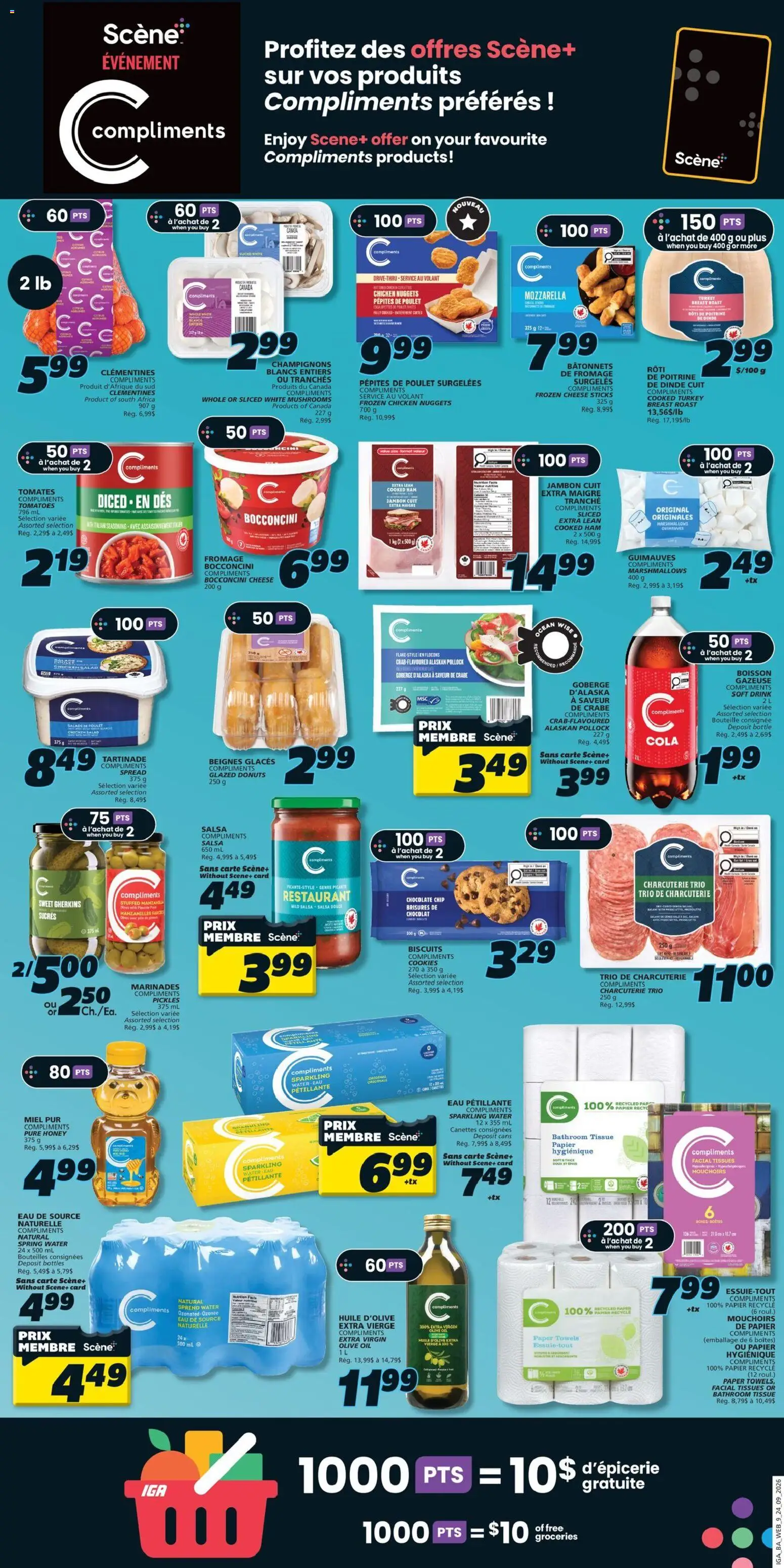 IGA flyer valid from Sep 24, 2026 | Page: 12 | Products: Water, Oil, Chocolate, Pickles