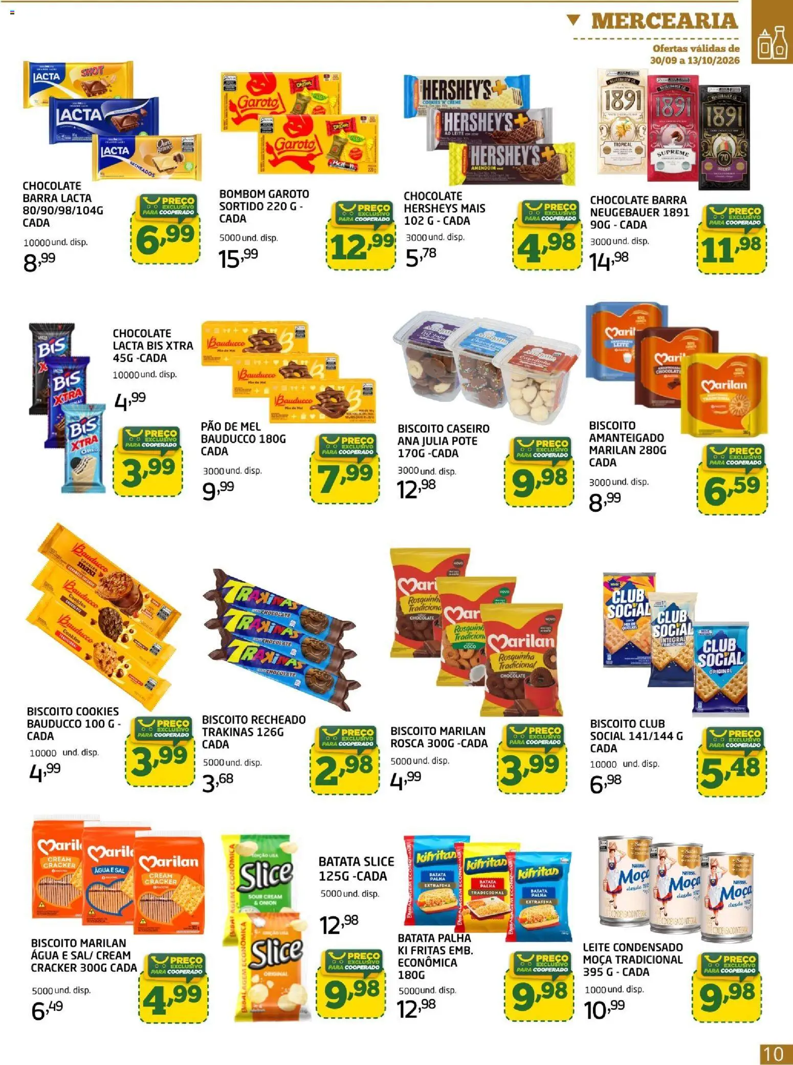 Cooper Folheto - válido de 30/09/2026 | Página: 10 | Produtos: Biscoito, Pão de mel, Batata, Bombom