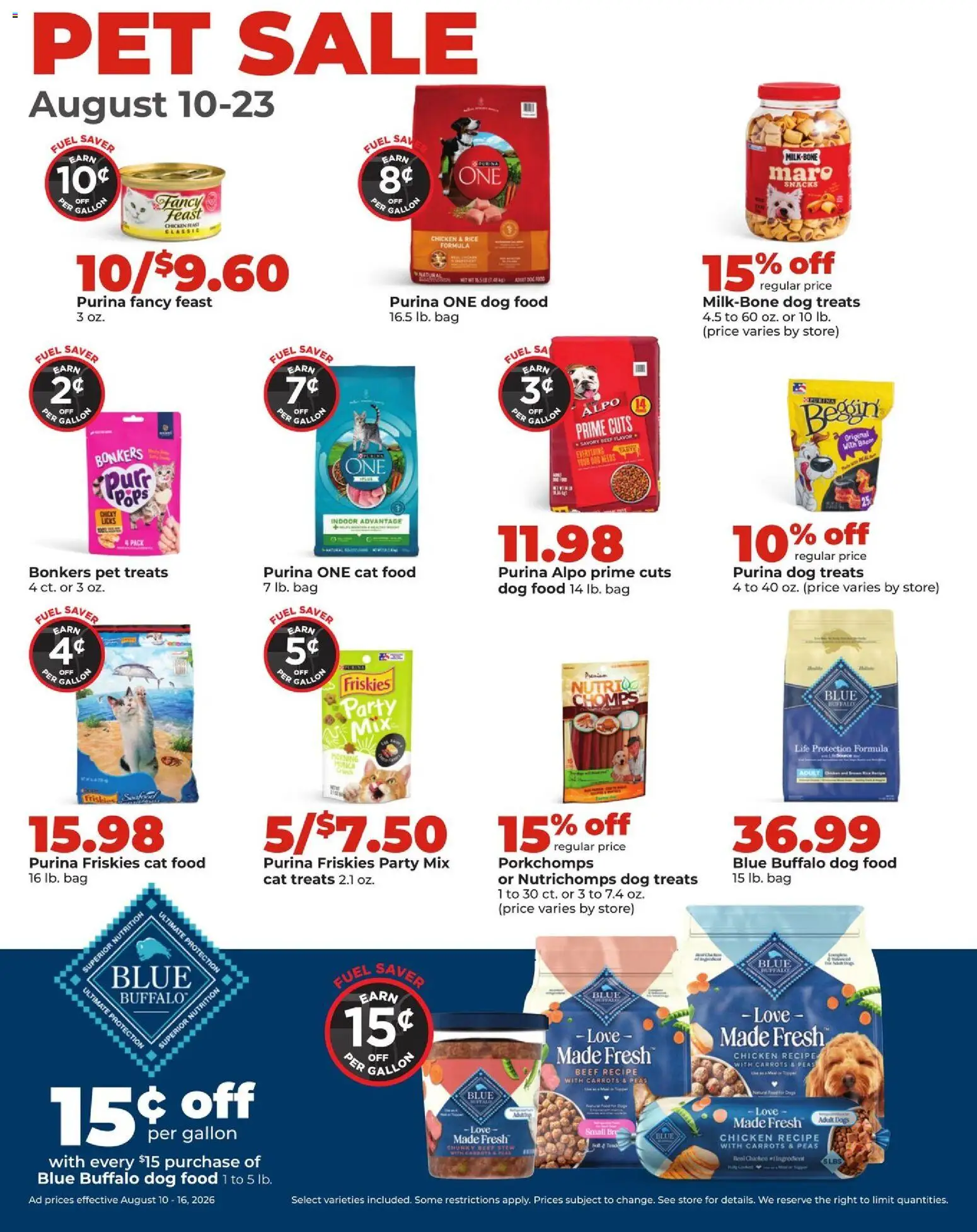 HyVee Weekly Ad - valid from 08/10/2026 | Page: 39 | Products: Dog Treats, Cat Food, Chicken, Carrots