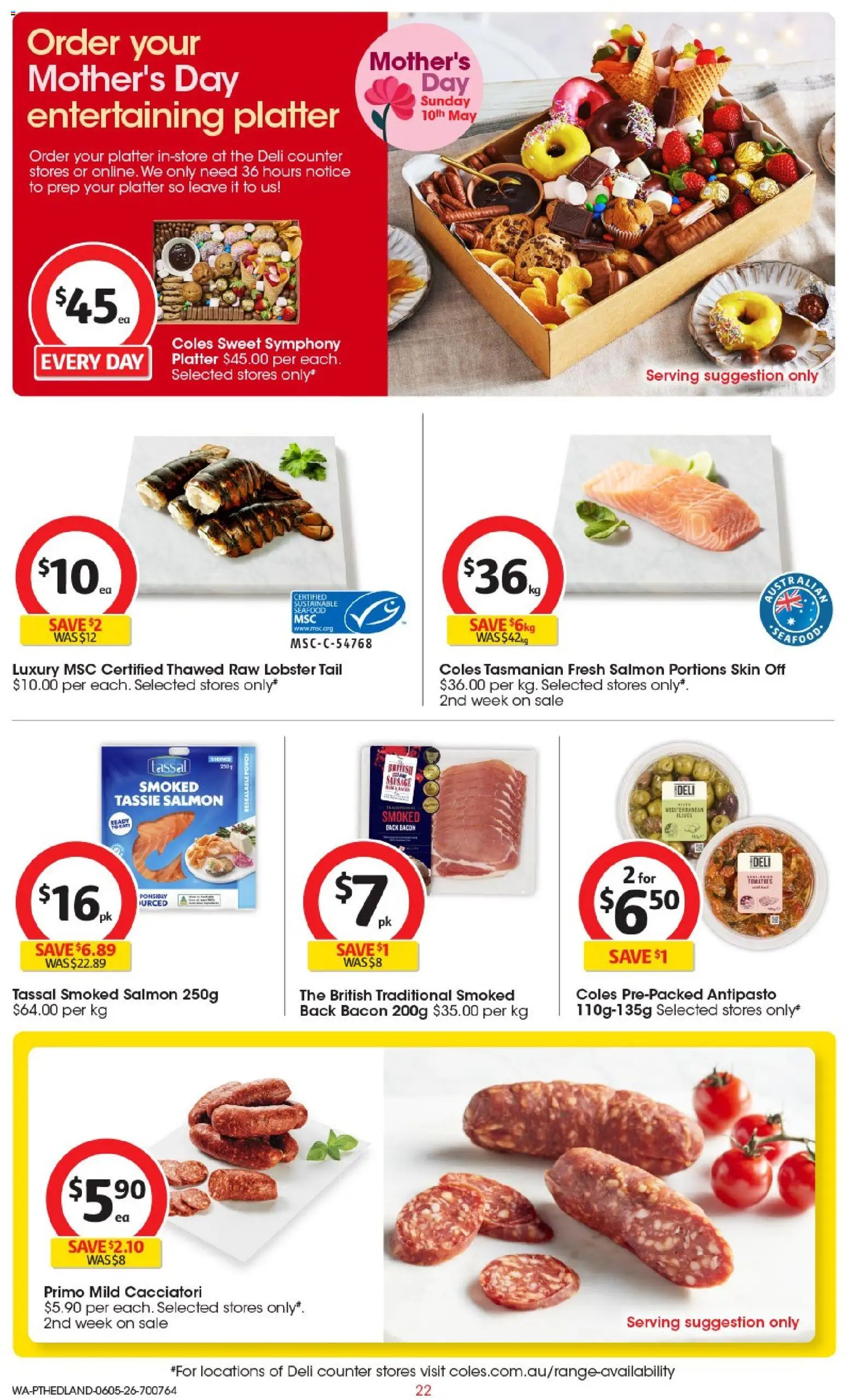 Coles catalogue - valid from 06.05.2026 | Page: 22 | Products: Lobster, Salmon, Sustainable, Seafood
