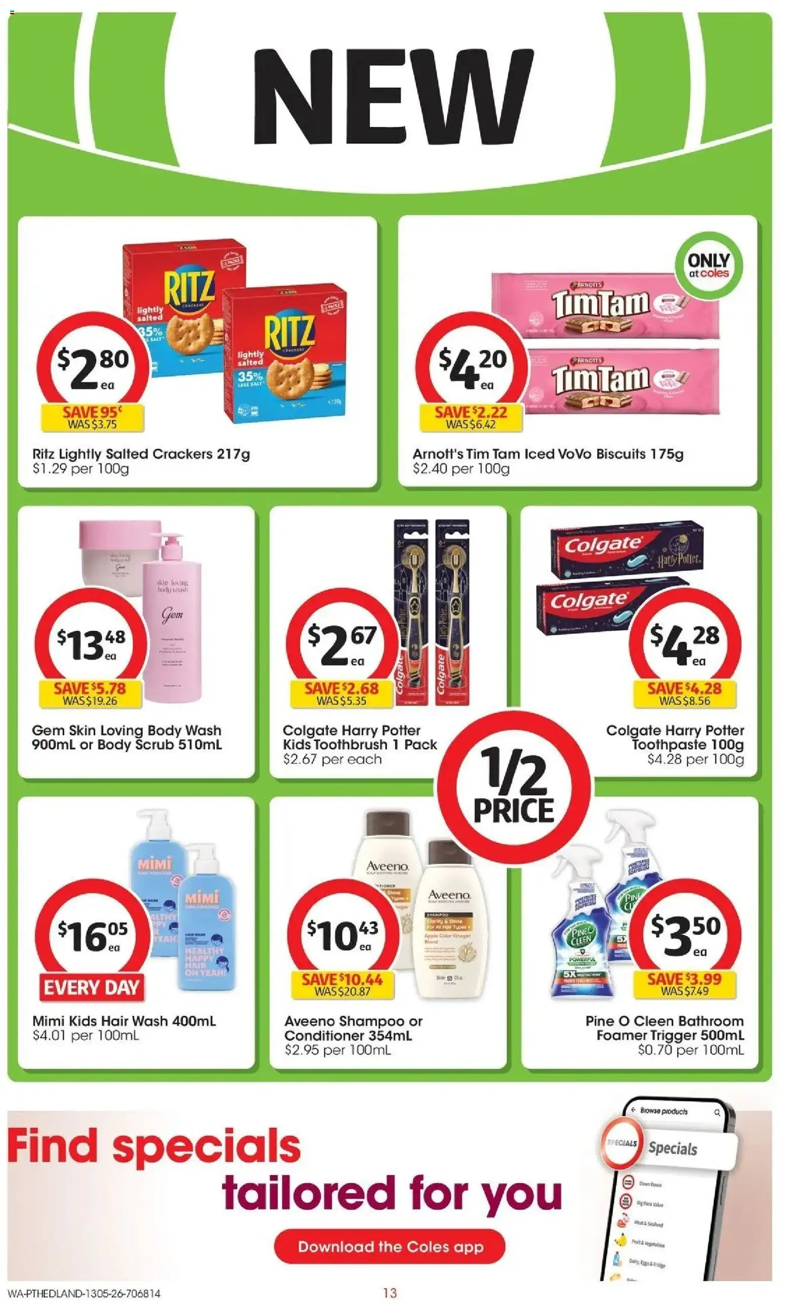 Coles catalogue - valid from 13.05.2026 | Page: 13 | Products: Gem, Shampoo, Meat, Biscuits
