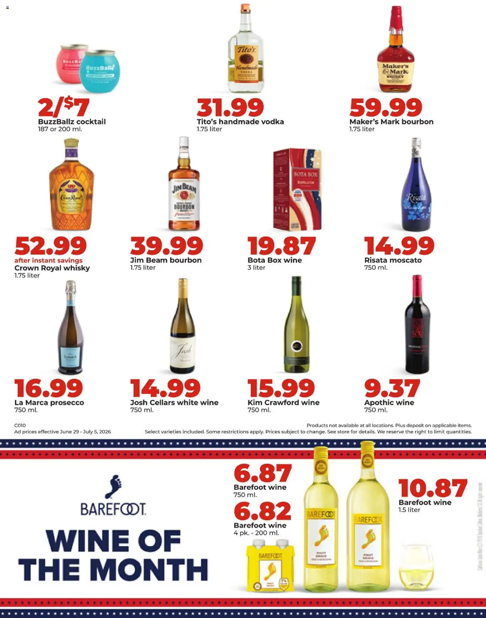 HyVee Weekly Ad - valid from 06/29/2026 | Page: 43 | Products: Box, Wine, Bourbon, Vodka