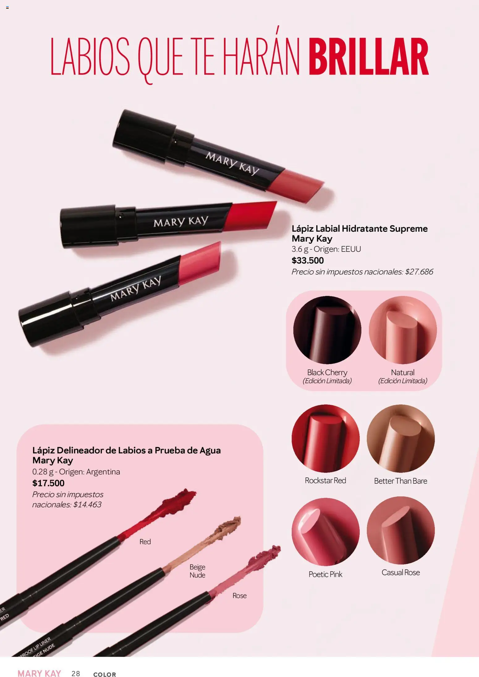 Mary Kay - Catálogo │ válido desde el 01/09/2026 | Página: 28 | Productos: Delineador, Lápiz labial, Agua, Té