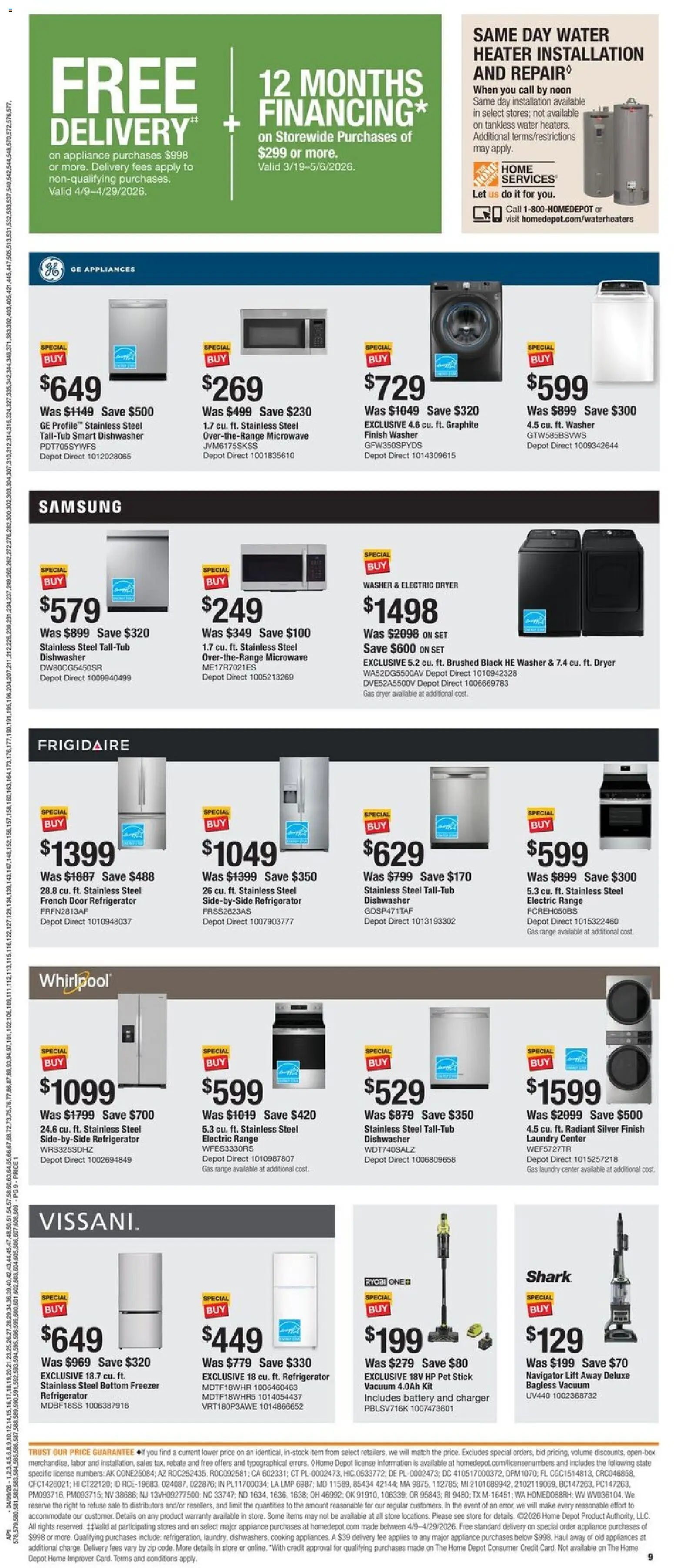 Home Depot Black Friday - valid from 09.04.2026 | Page: 9 | Products: Vacuum, Charger, Refrigerator, Dishwasher