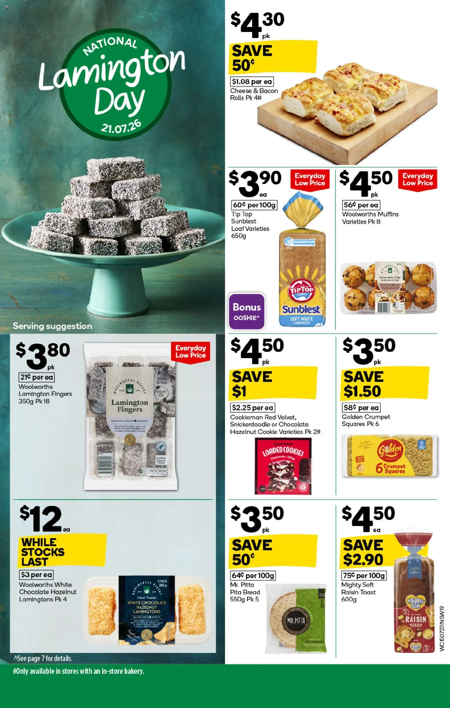 Woolworths catalogue - valid from 15/07/2026 | Page: 19 | Products: Bacon, Bread, Chocolate, Cookies