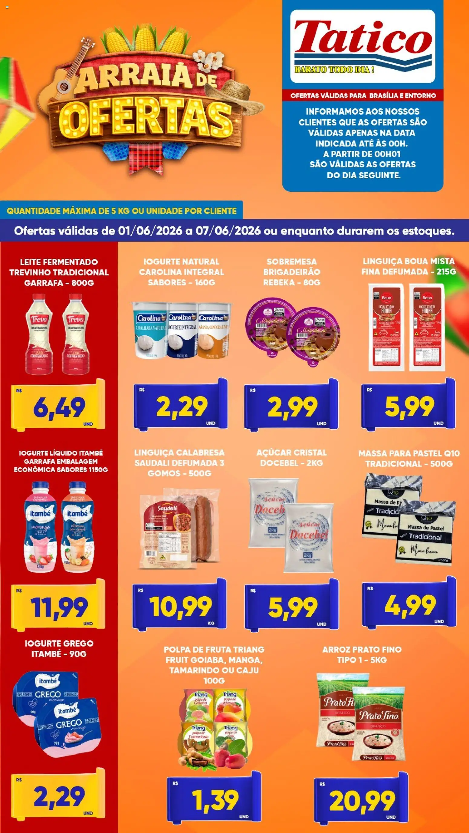 Tatico Folheto - válido de 01.06.2026 | Página: 2 | Produtos: Leite, Arroz, Massa, Massa de pastel