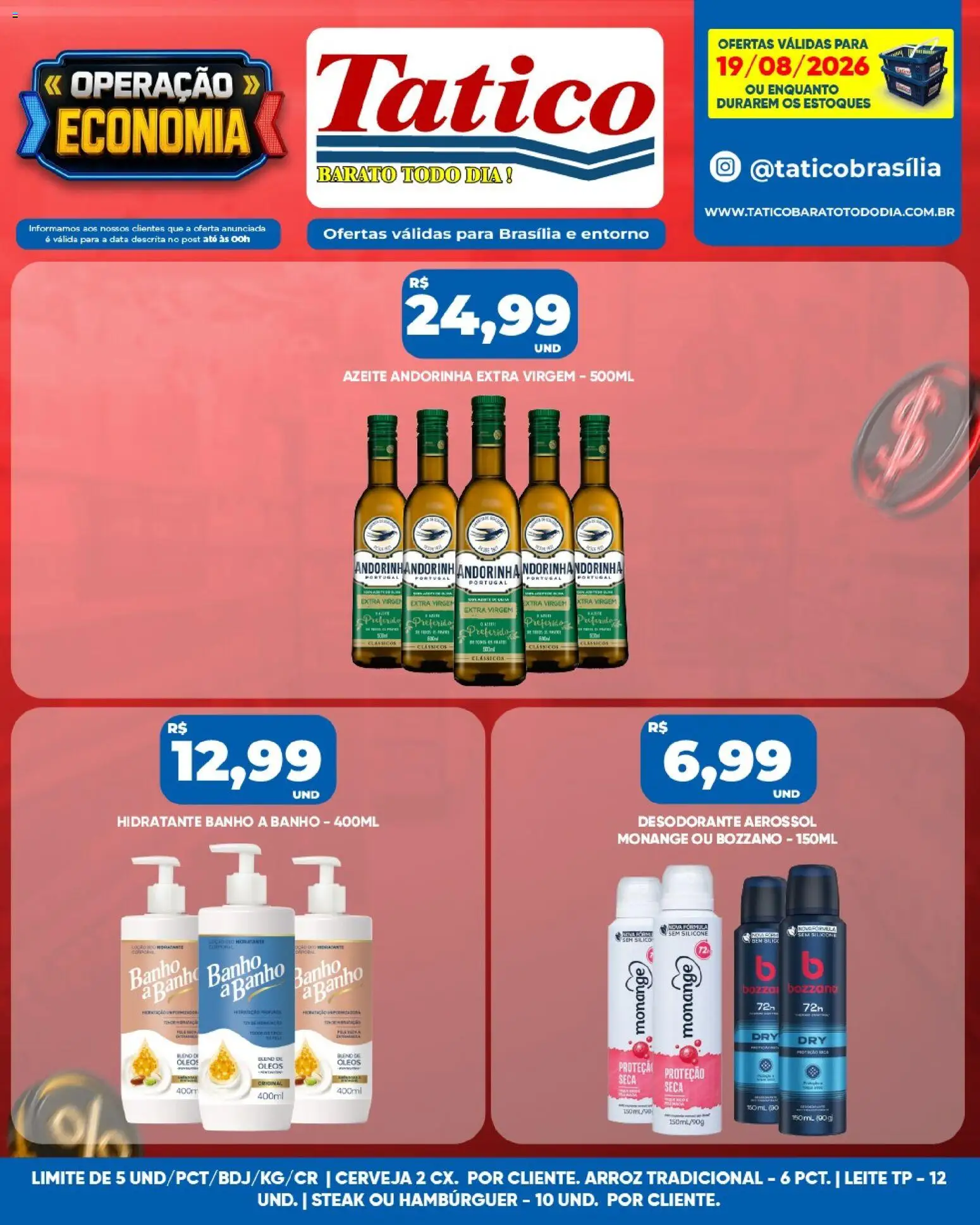 Tatico Folheto - válido de 19/08/2026 | Página: 11 | Produtos: Steak, Desodorante, Leite, Hambúrguer