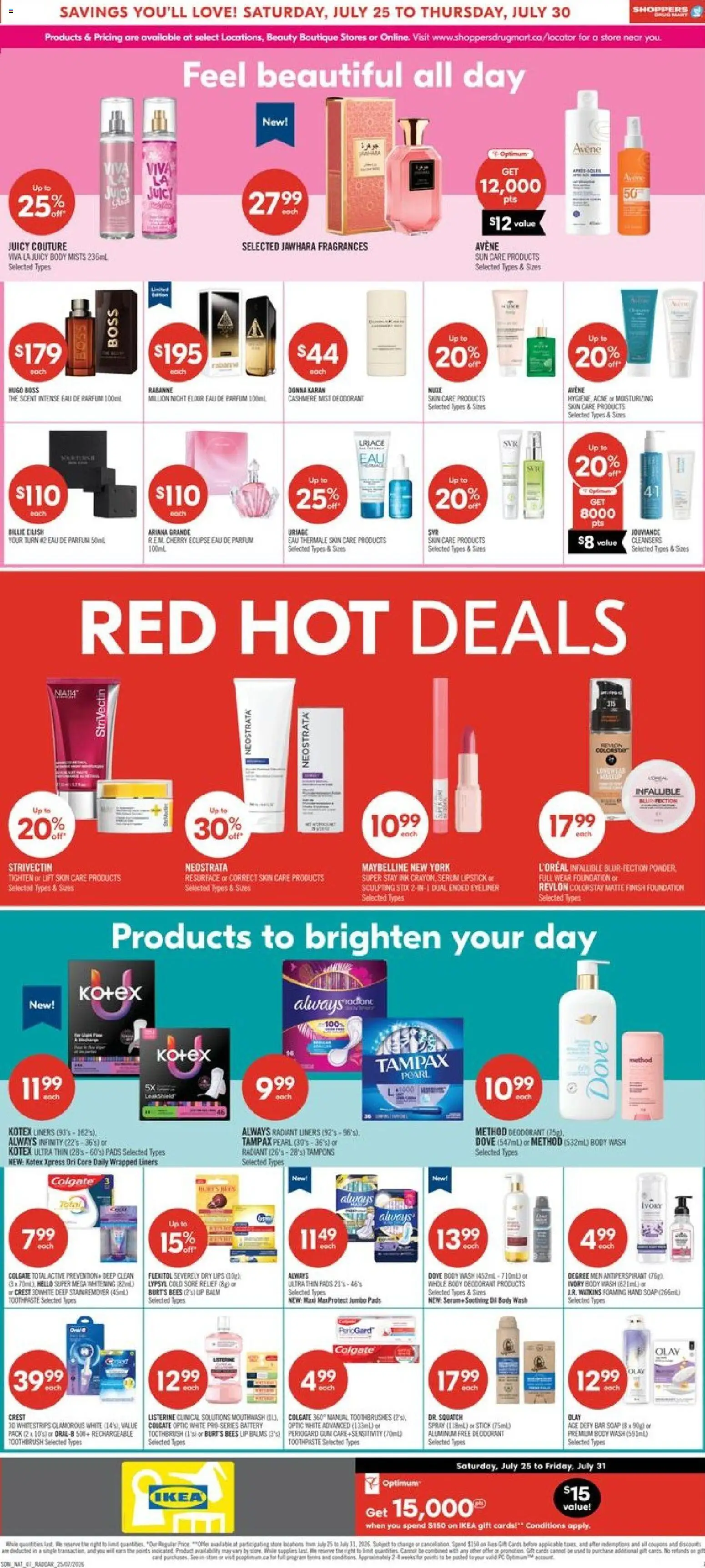 Shoppers flyer valid from Jul 24, 2026 | Page: 11 | Products: Eyeliner, Antiperspirant, Toothpaste, Mouthwash