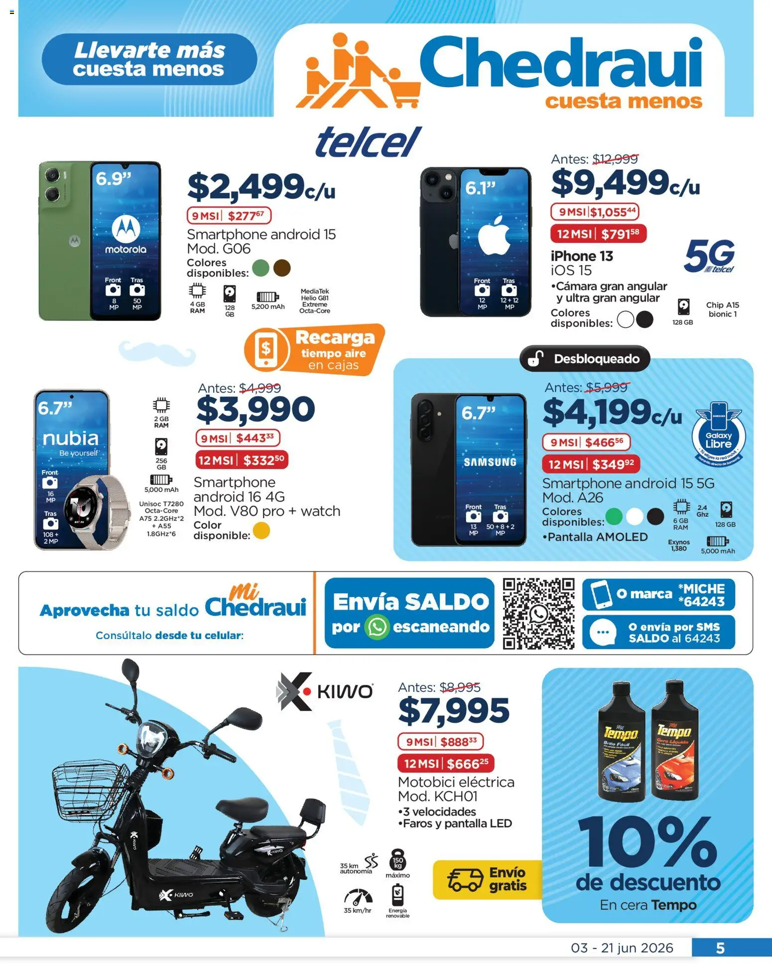 Nuevas ofertas de Chedraui válidas en toda la República Mexicana desde el 03.06.2026. ¡Encuentra las mejores ofertas en Chedraui folleto Todo para el mejor papá! | Página: 5 | Productos: Brillo, Cera, Smartphone