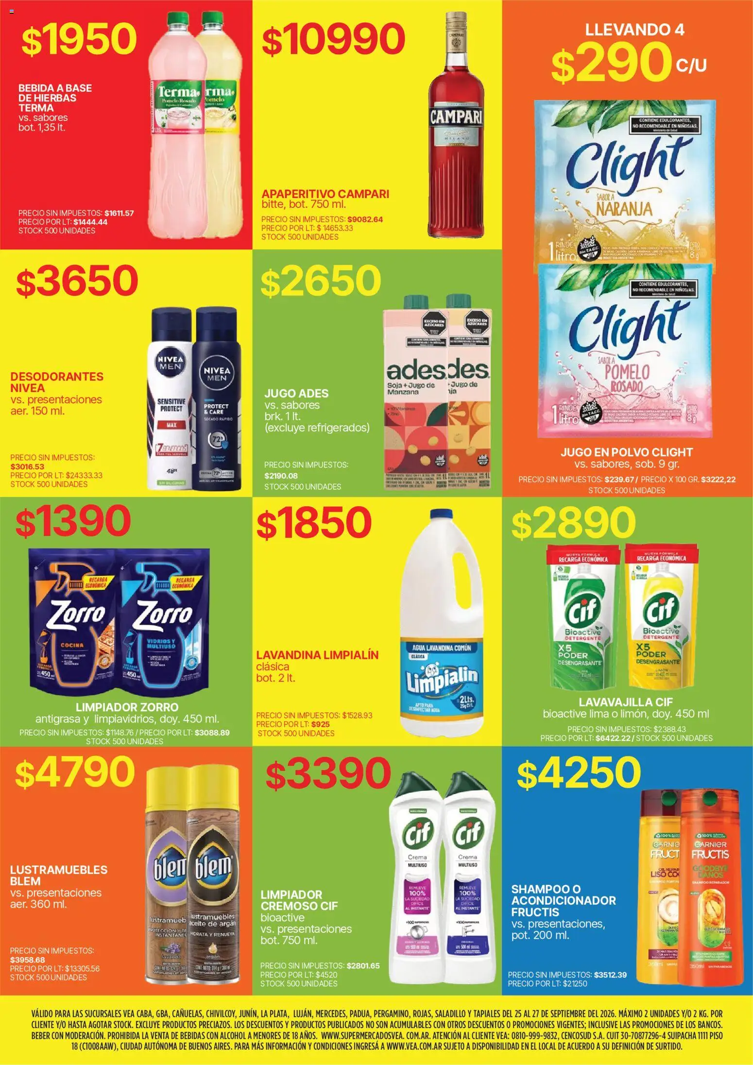 Vea - Fin de semana de ahorro | Amba Lejania │ válido desde el 25/09/2026 | Página: 8 | Productos: Campari, Lima, Detergente, Limpiador