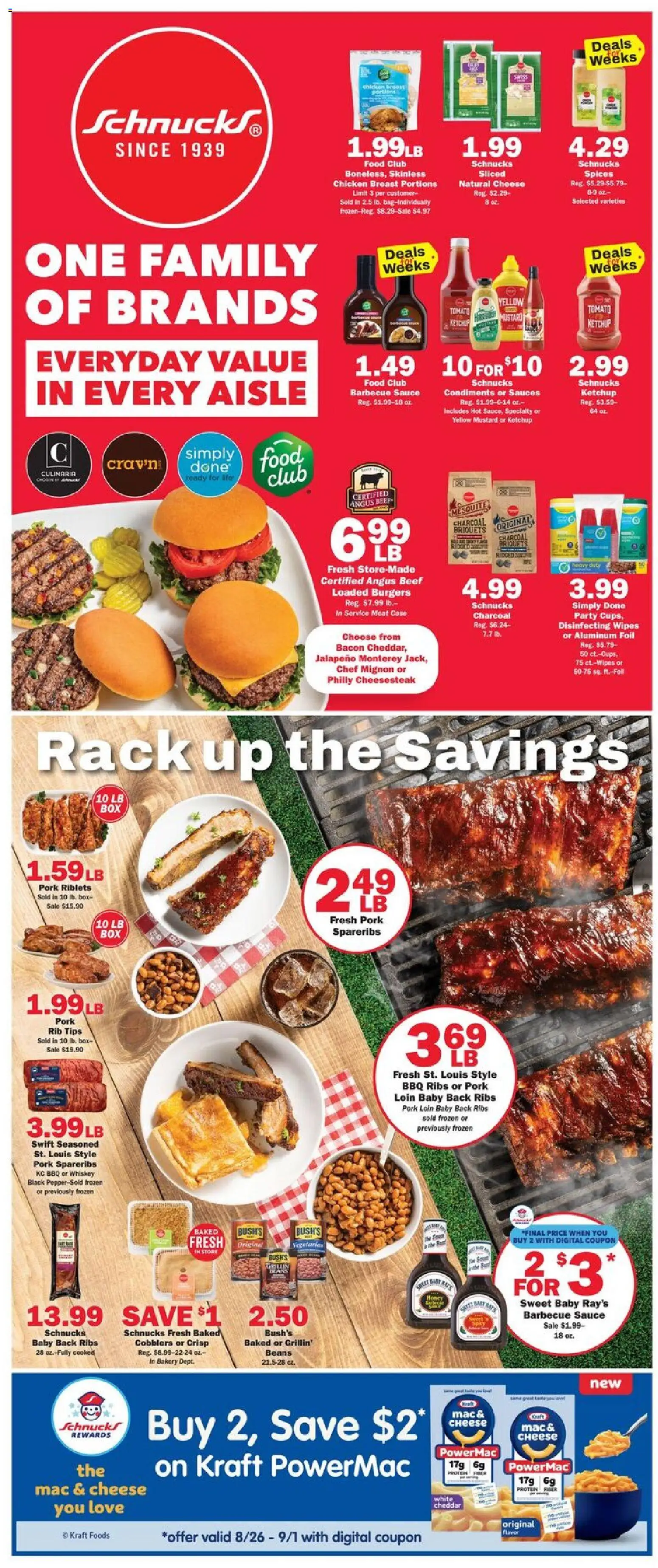Schnucks Weekly Ad - valid from 08/26/2026 | Page: 2 | Products: Chicken, Aluminum foil, Bacon, Tomato