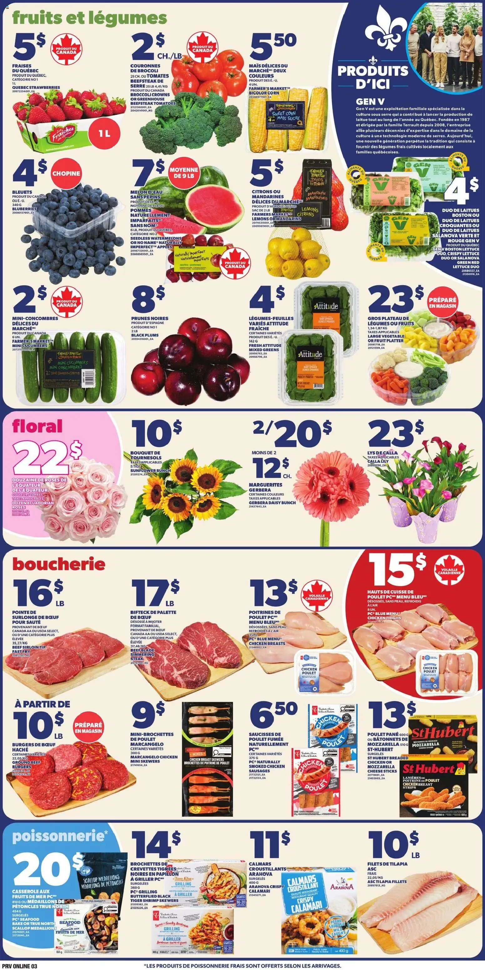 Provigo flyer valid from Jul 23, 2026 | Page: 4 | Products: Ground beef, Chicken breast, Plums, Chicken