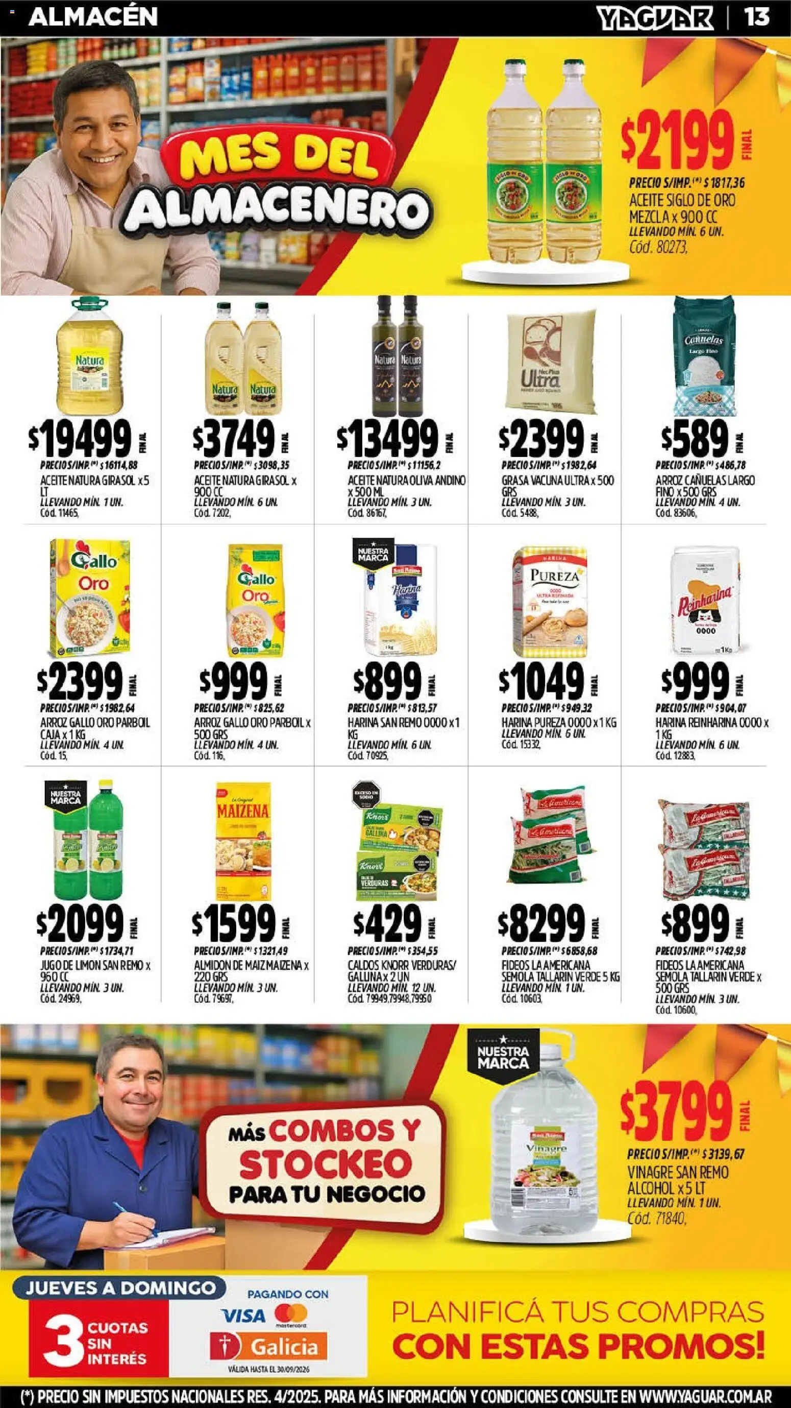 Yaguar - Oferta Semanal Salta │ válido desde el 07/09/2026 | Página: 14 | Productos: Caja, Harina, Sémola, Alcohol