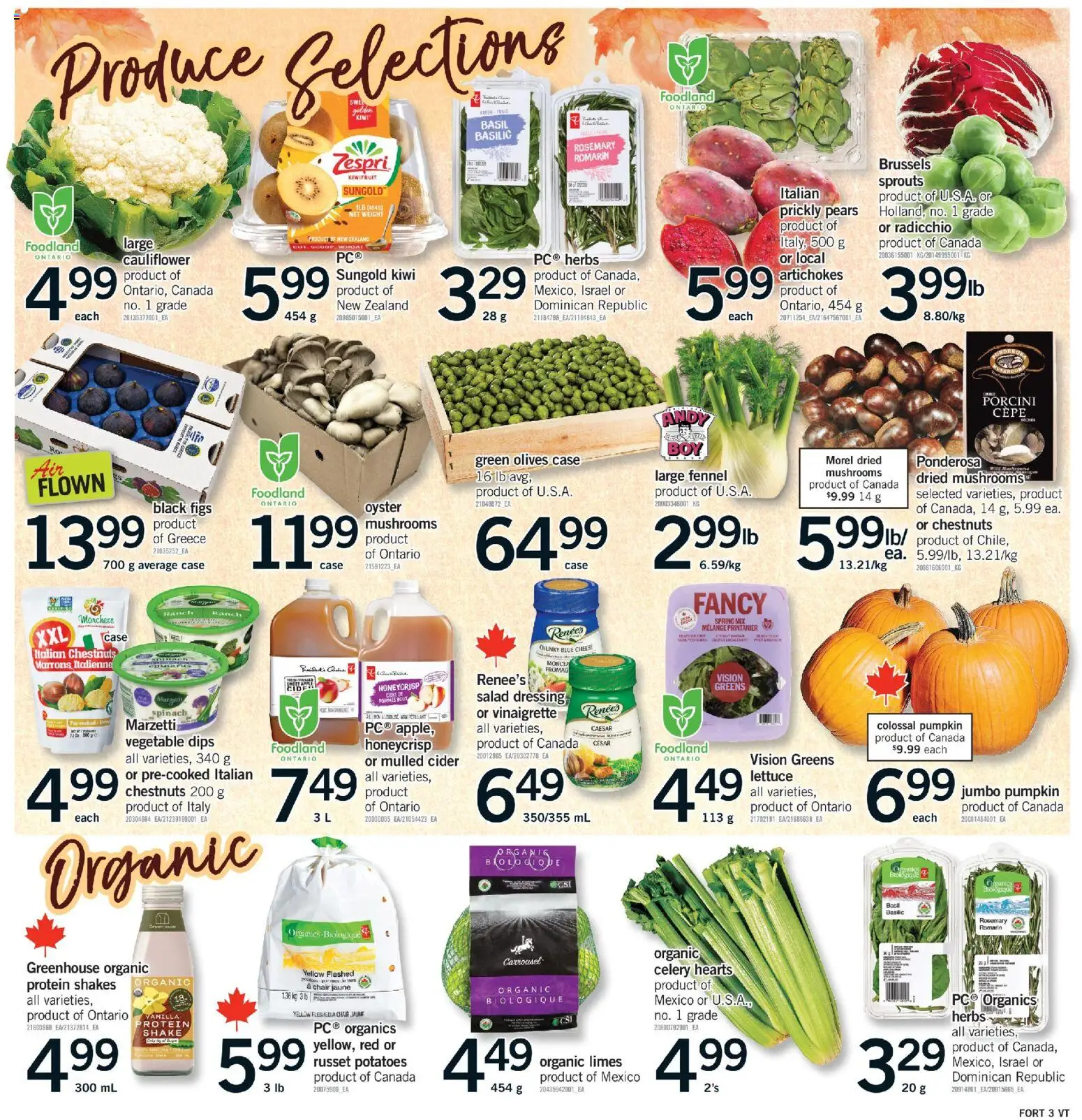 Fortinos flyer valid from Oct 1, 2026 | Page: 4 | Products: Potatoes, Spinach, Chair, Mushrooms
