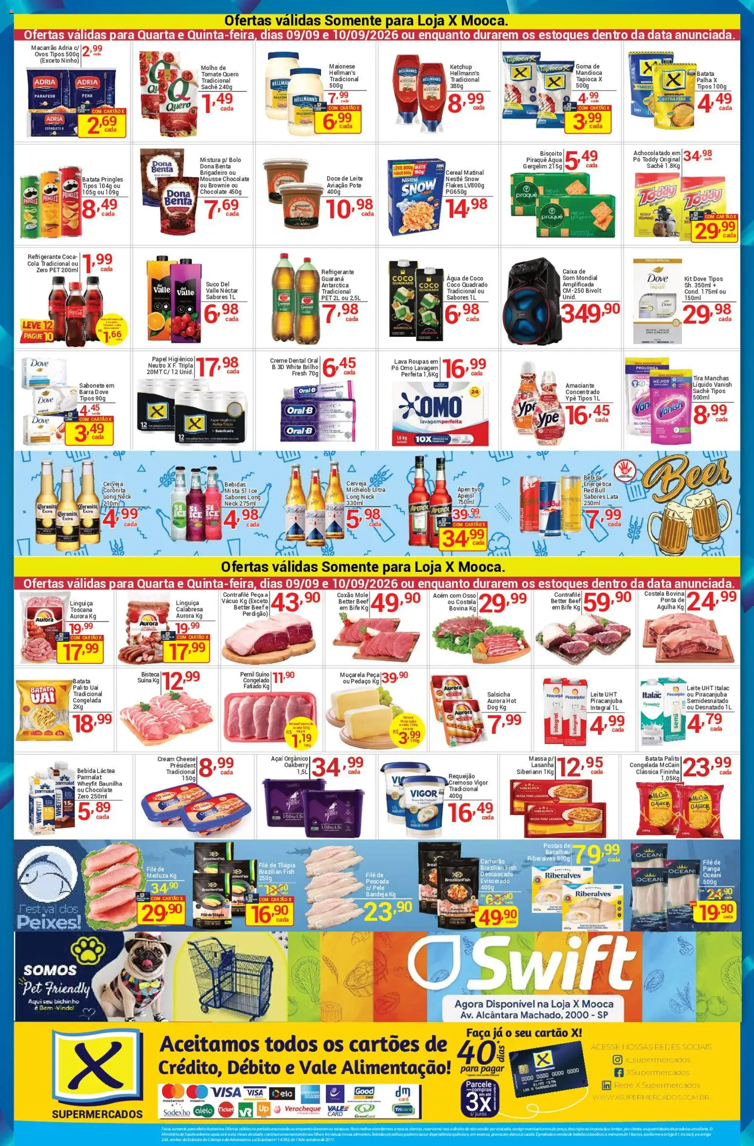X Supermercados Folheto - válido de 09/09/2026 | Página: 2 | Produtos: Mandioca, Camarão, Faca, Água