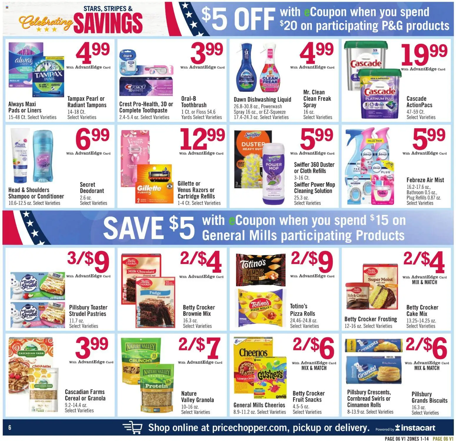 Price Chopper Weekly Ad - valid from 07/12/2026 | Page: 6 | Products: Pizza, Toothpaste, Toothbrush, Tampons