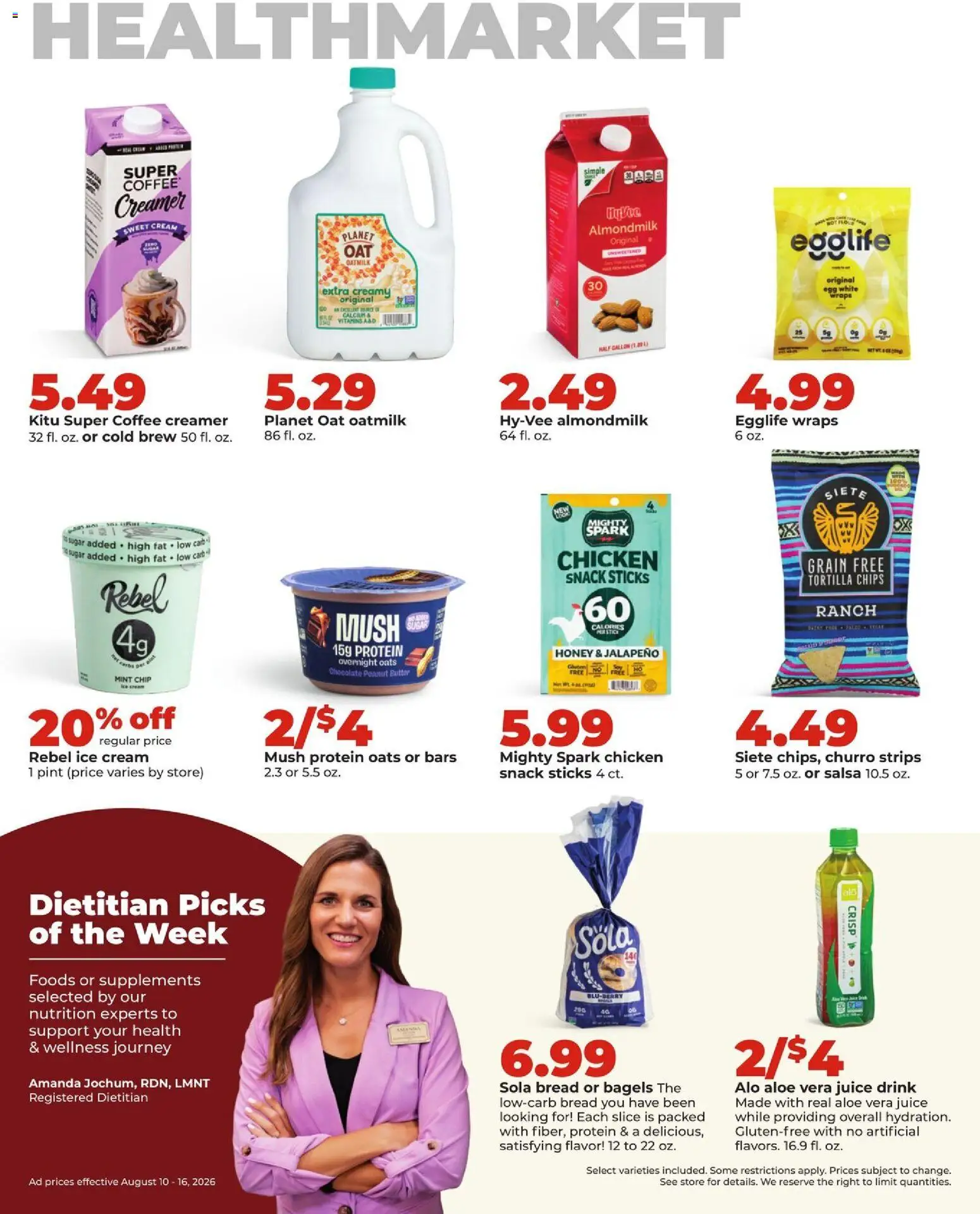 HyVee Weekly Ad - valid from 08/10/2026 | Page: 29 | Products: Chicken, Chocolate, Aloe Vera, Tortilla chips