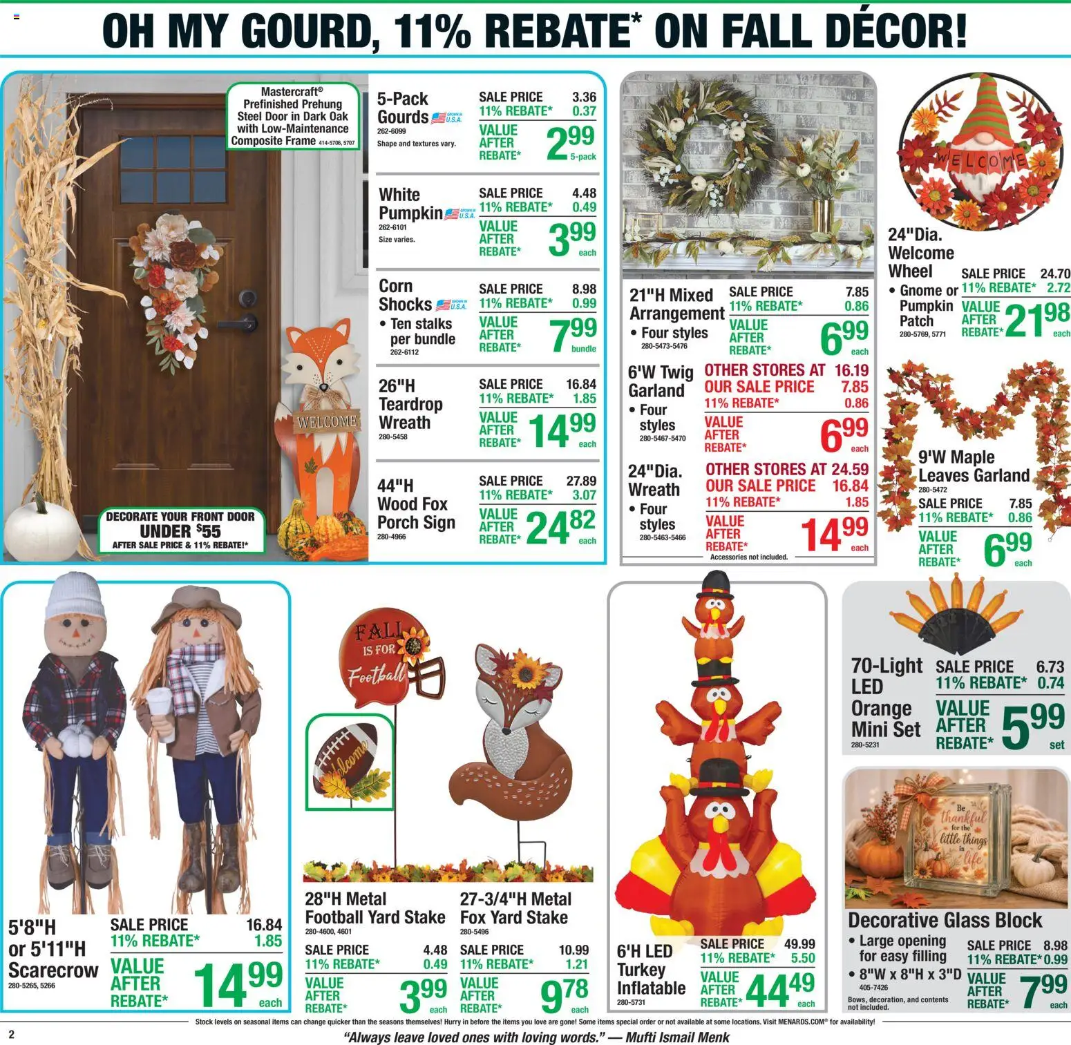 Menards Weekly Ad - valid from 09/10/2026 | Page: 2 | Products: Turkey, Pumpkin