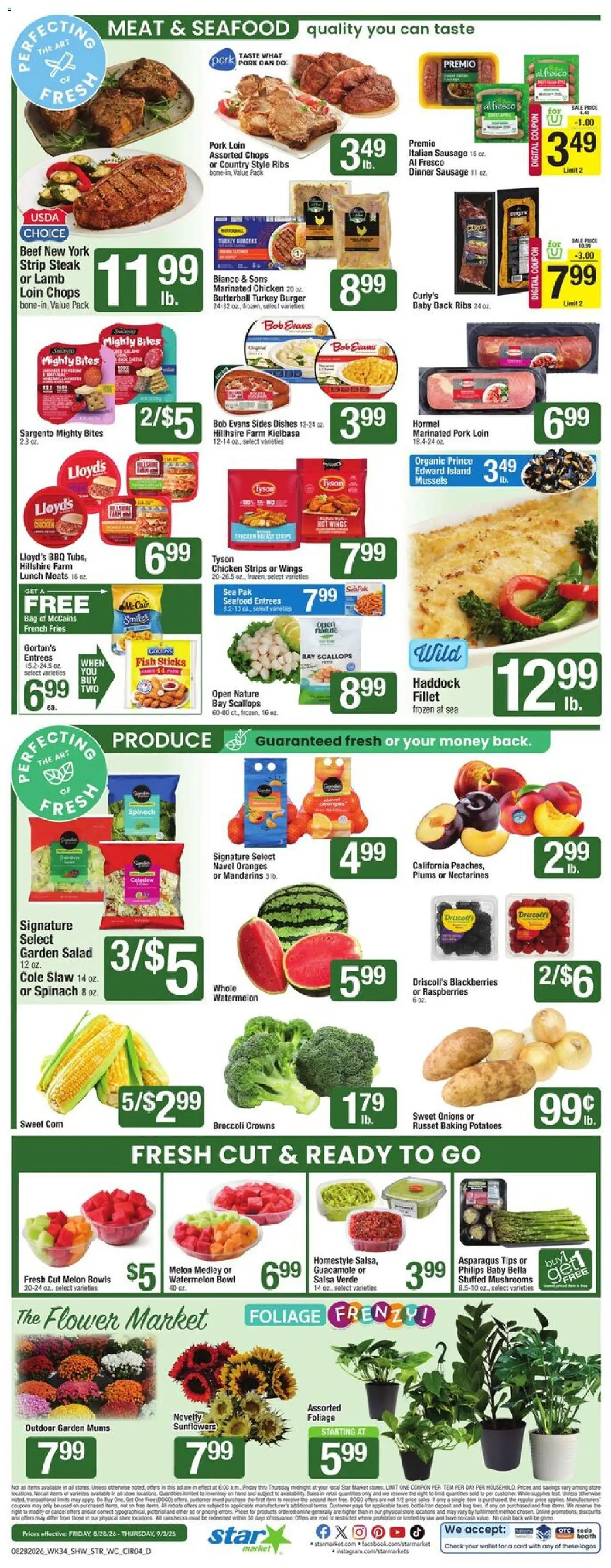 Star Market Weekly Ad - valid from 08/28/2026 | Page: 4 | Products: Dishes, Turkey, Fish, French fries