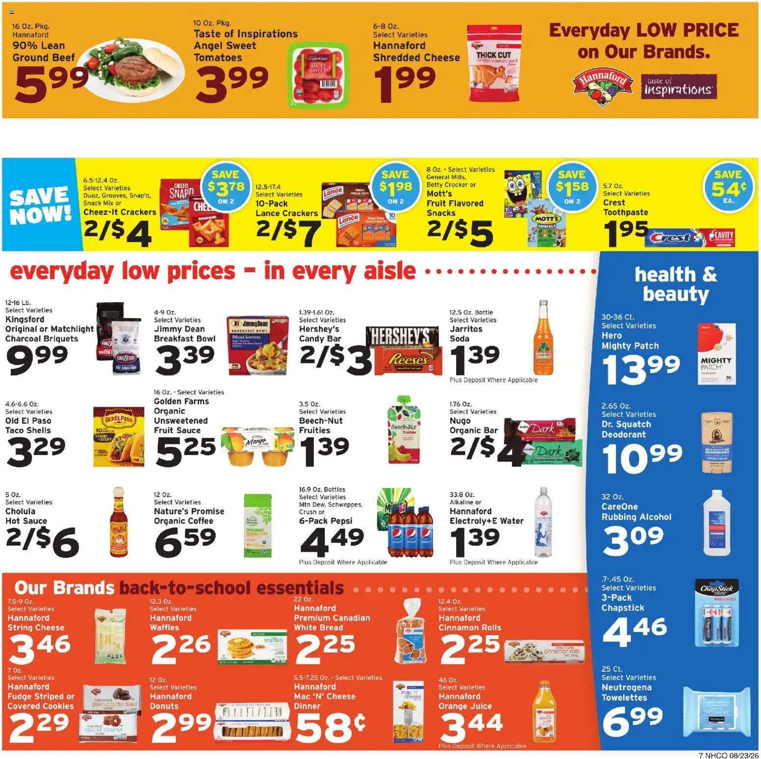 Hannaford Weekly Ad - valid from 08/23/2026 | Page: 7 | Products: Coffee, Deodorant, Sauce, Snacks