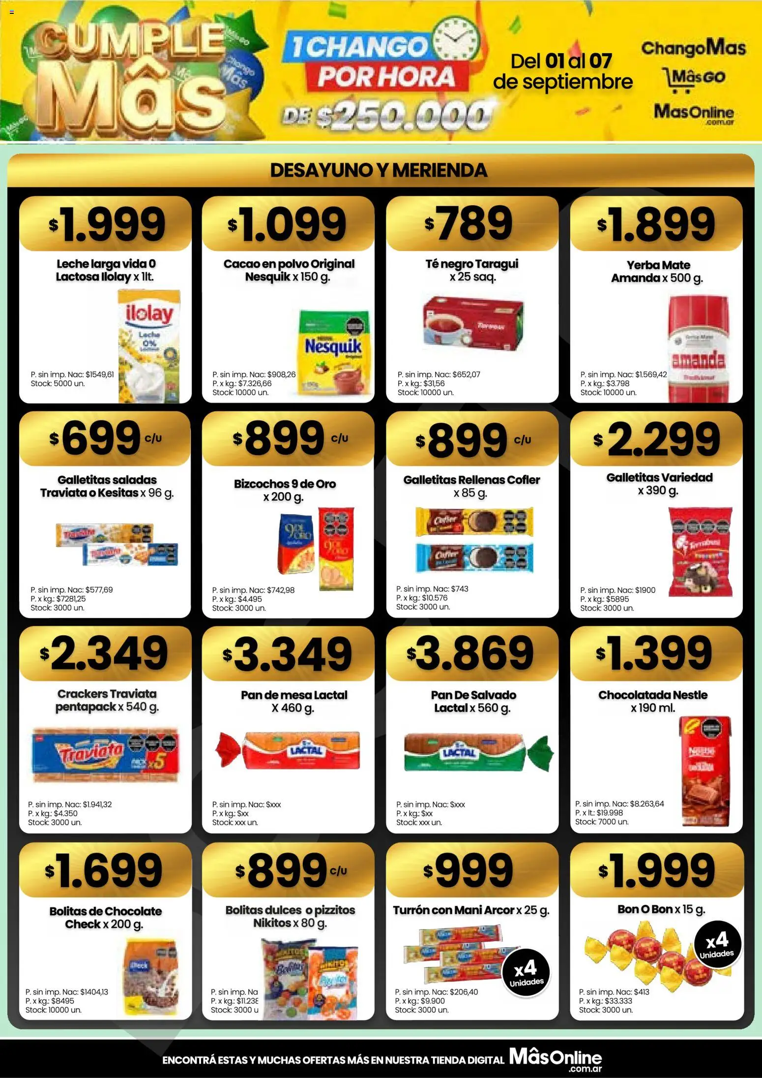 Changomas ofertas │ válido desde el 01/09/2026 | Página: 2 | Productos: Mani, Leche, Chocolatada, Turrón