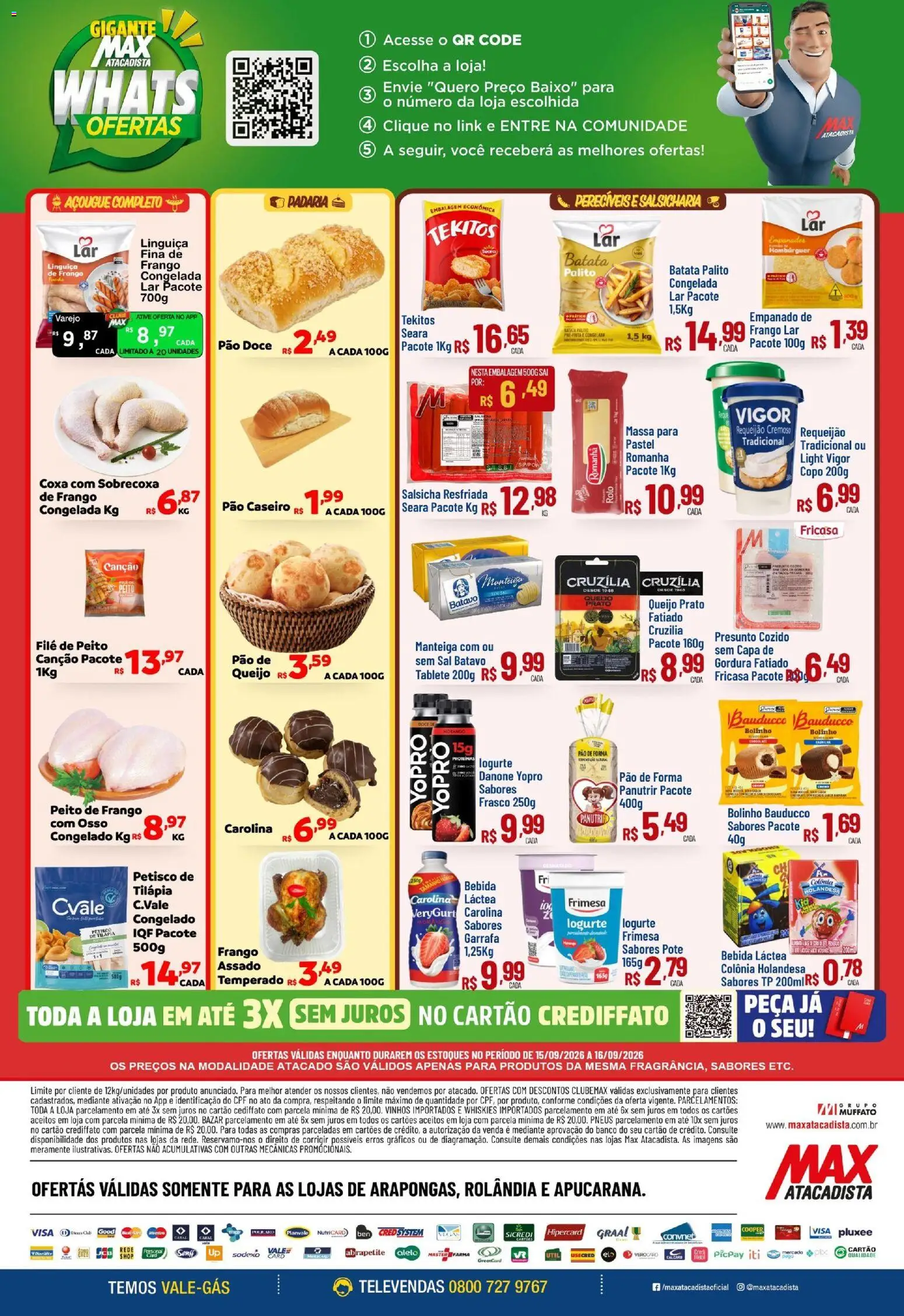 Max Atacadista Folheto - válido de 15/09/2026 | Página: 2 | Produtos: Tilápia, Hambúrguer, Batata, Frango