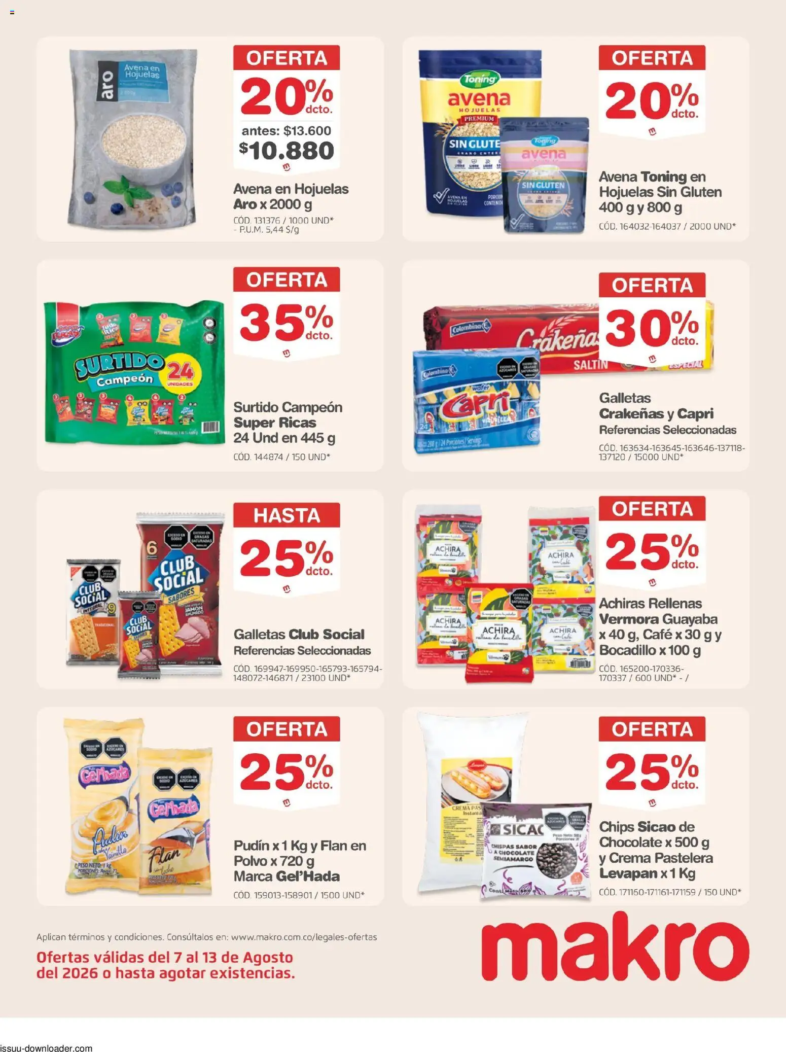 Makro revista - valida desde el 07/08/2026 | Página: 13 | Productos: Crema, Galletas, Peso, Café