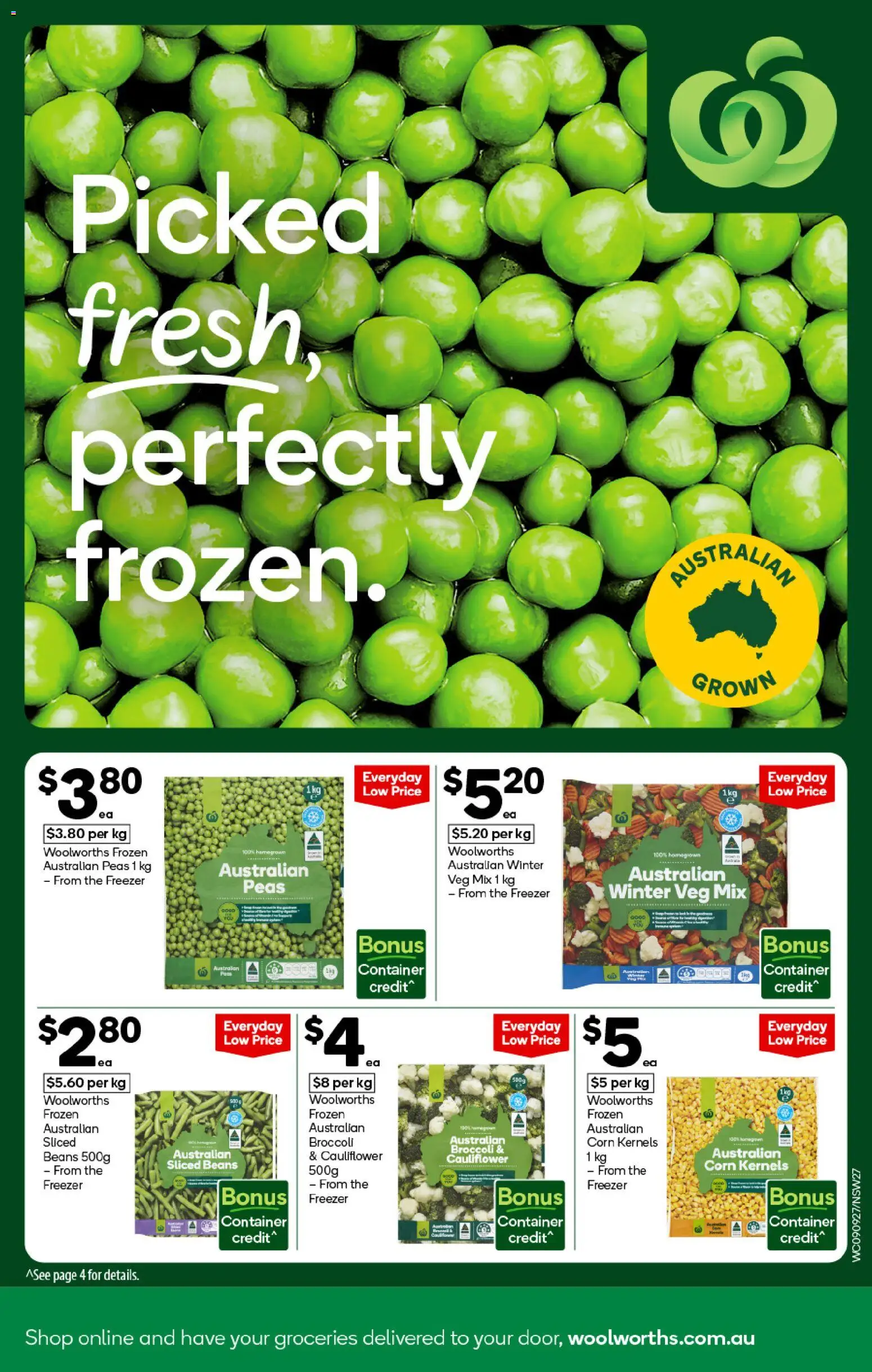 Woolworths catalogue - valid from 09/09/2026 | Page: 25 | Products: Broccoli, Cauliflower, Beans, Freezer