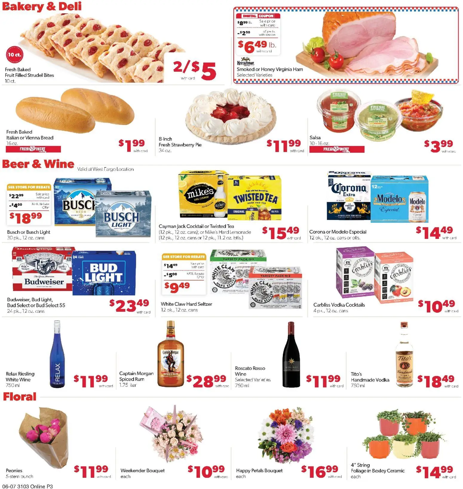 Family Fare Weekly Ad - ND - valid from 07.06.2026 | Page: 7 | Products: Bread, Ham, Tea, Avocado