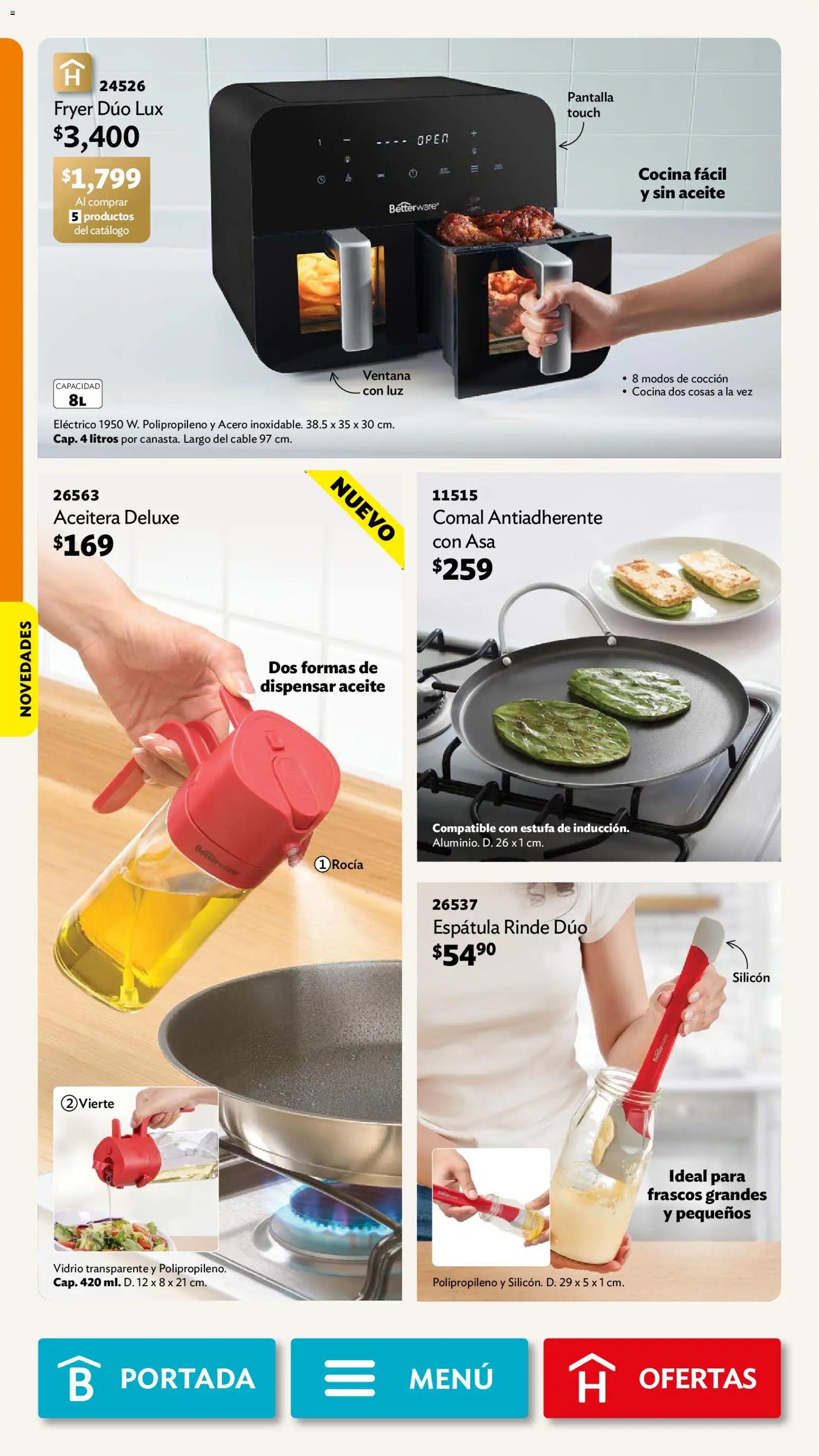 Nuevas ofertas de Betterware válidas en toda la República Mexicana desde el 29/06/2026. ¡Encuentra las mejores ofertas en Betterware campaña 7 2026! | Página: 38 | Productos: Espátula, Aceite, Aceitera, Cocina
