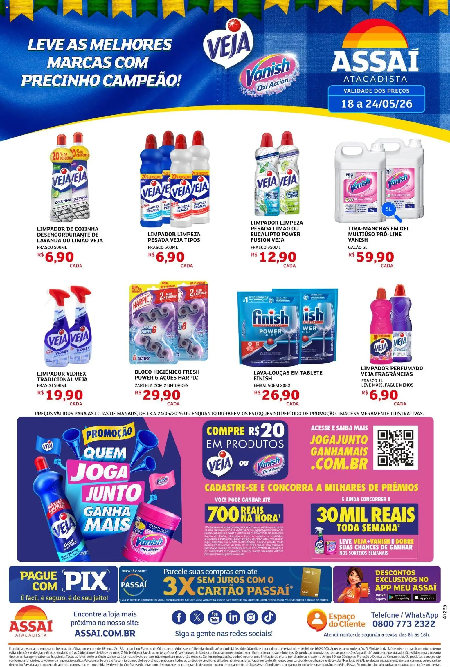 Assaí Atacadista Folheto - válido de 18.05.2026 | Página: 1 | Produtos: Pneus, Limpa vidros, Perfumes, Telefone