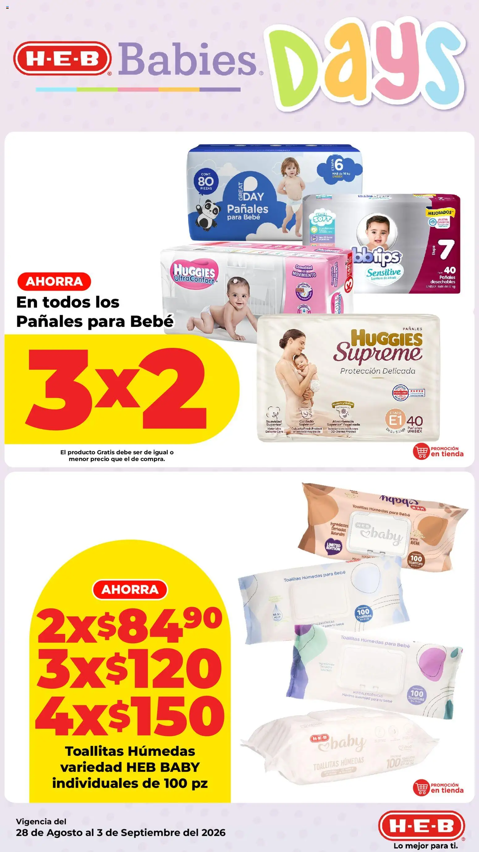 Nuevas ofertas de H-E-B válidas en toda la República Mexicana desde el 28/08/2026. ¡Encuentra las mejores ofertas en H-E-B folleto! | Página: 10 | Productos: Avena, Toallitas húmedas, Pañales, Ingredientes