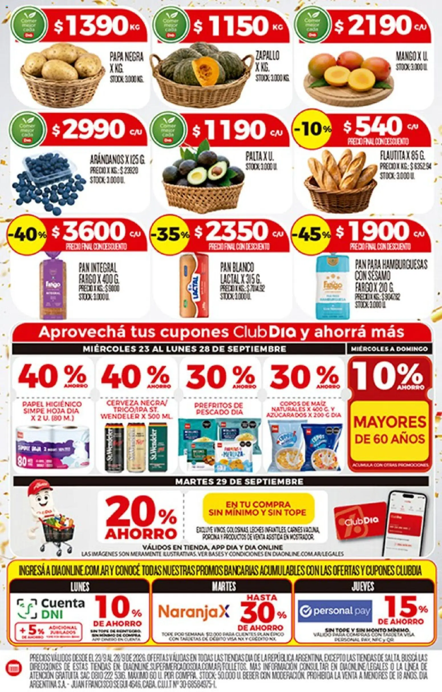 Supermercado DIA Ofertas │ válido desde el 23/09/2026 | Página: 8 | Productos: Papel higiénico, Papa, Cerveza, Golosinas