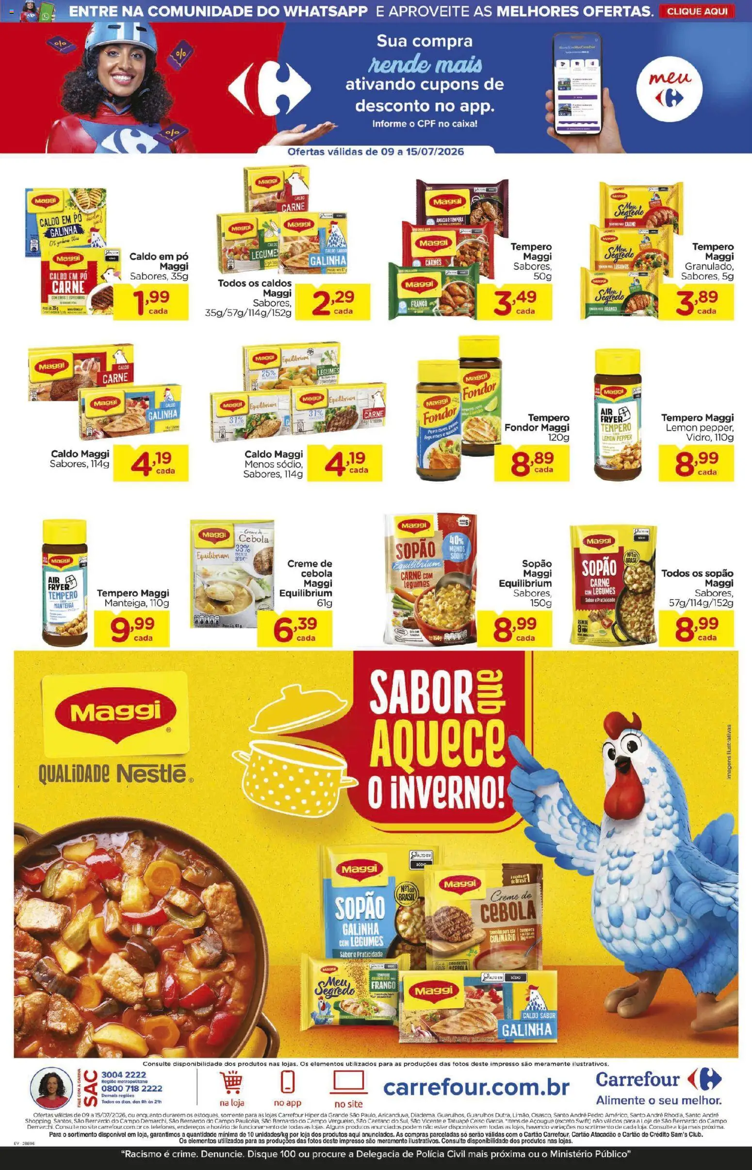 Carrefour Folheto - válido de 09/07/2026 | Página: 2 | Produtos: Cebola, Caixa, Manteiga, Frango