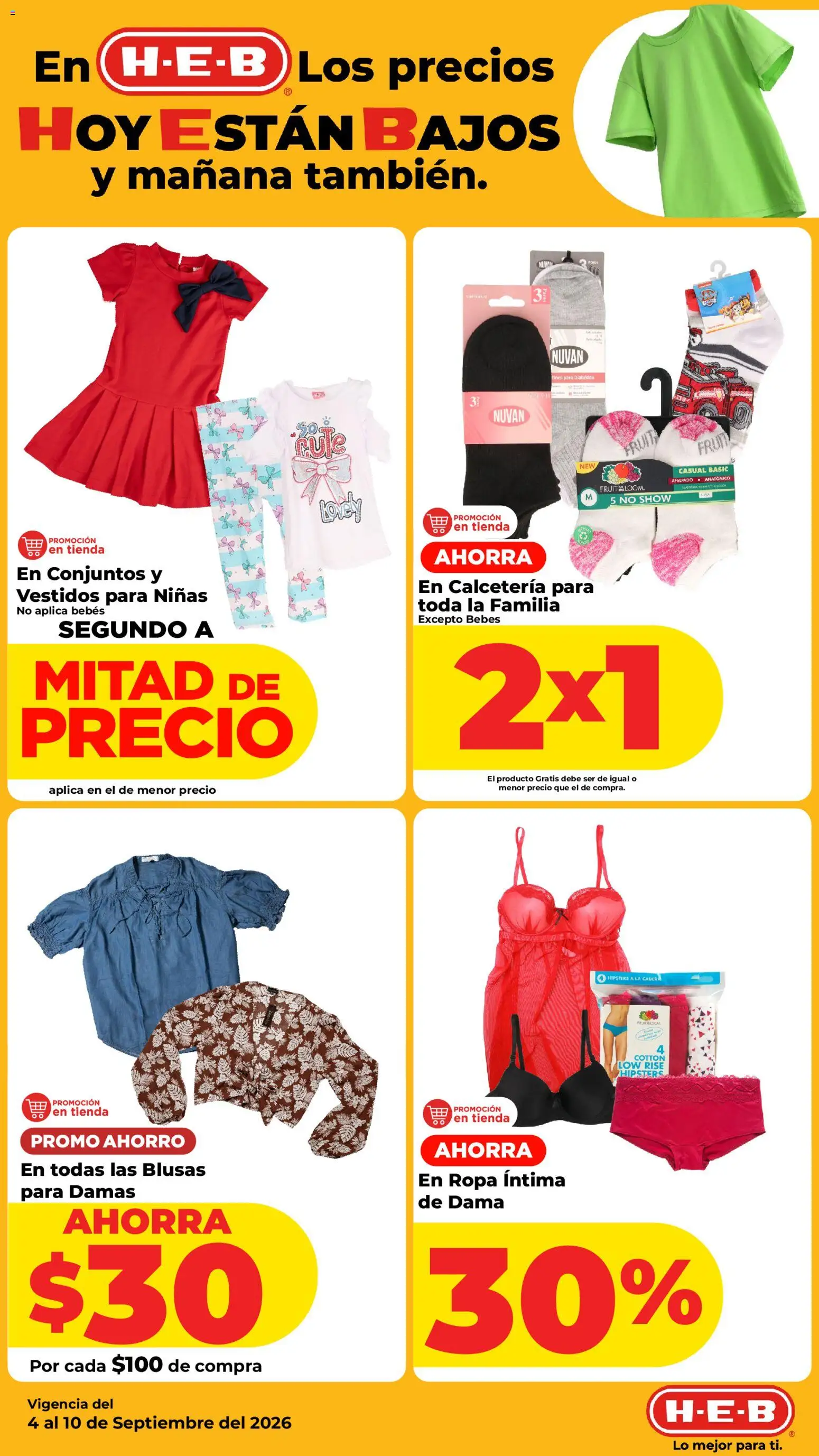 Nuevas ofertas de H-E-B válidas en toda la República Mexicana desde el 04/09/2026. ¡Encuentra las mejores ofertas en H-E-B folleto! | Página: 17 | Productos: Ropa