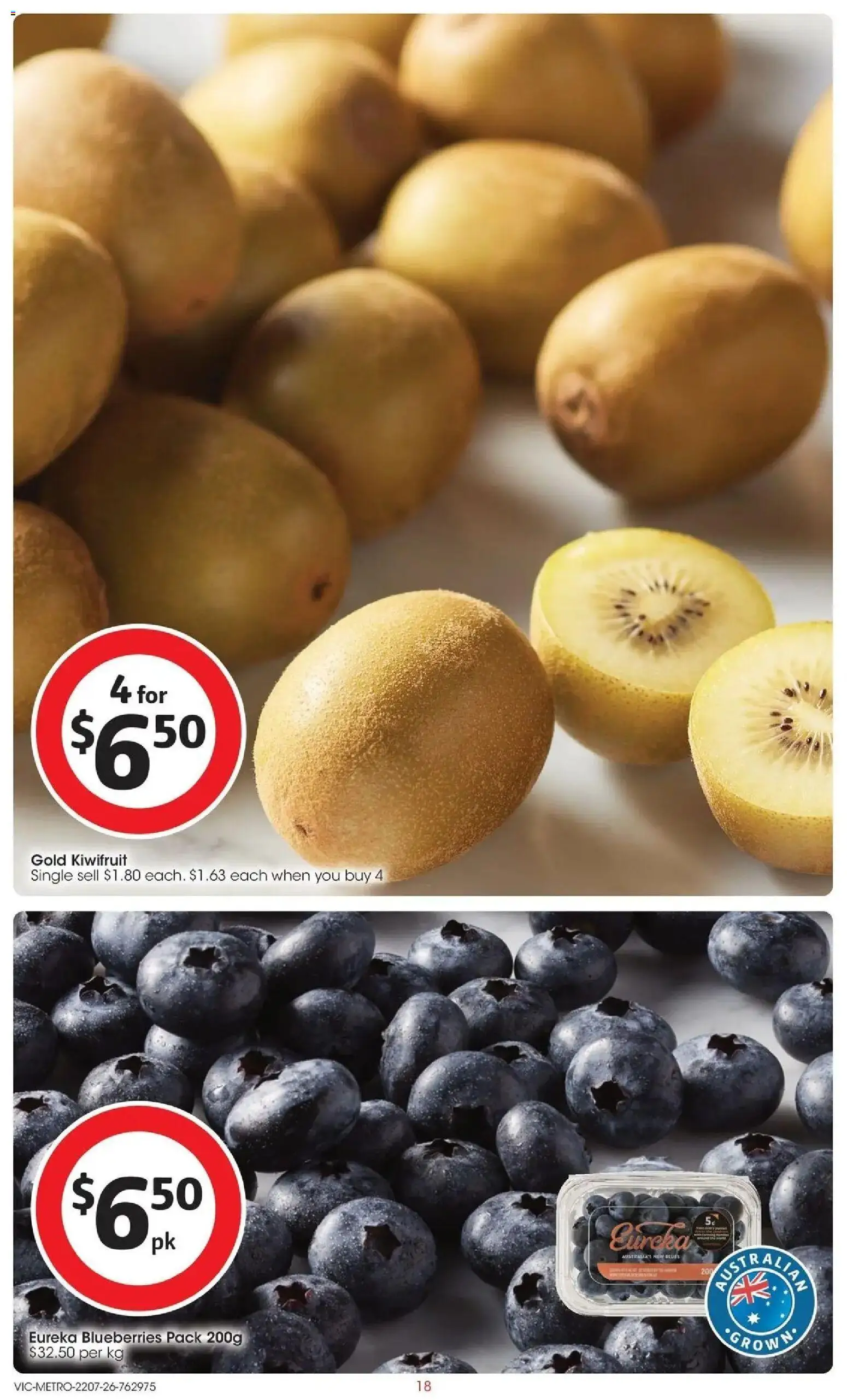 Coles catalogue - valid from 22/07/2026 | Page: 18 | Products: Kiwifruit, Blueberries