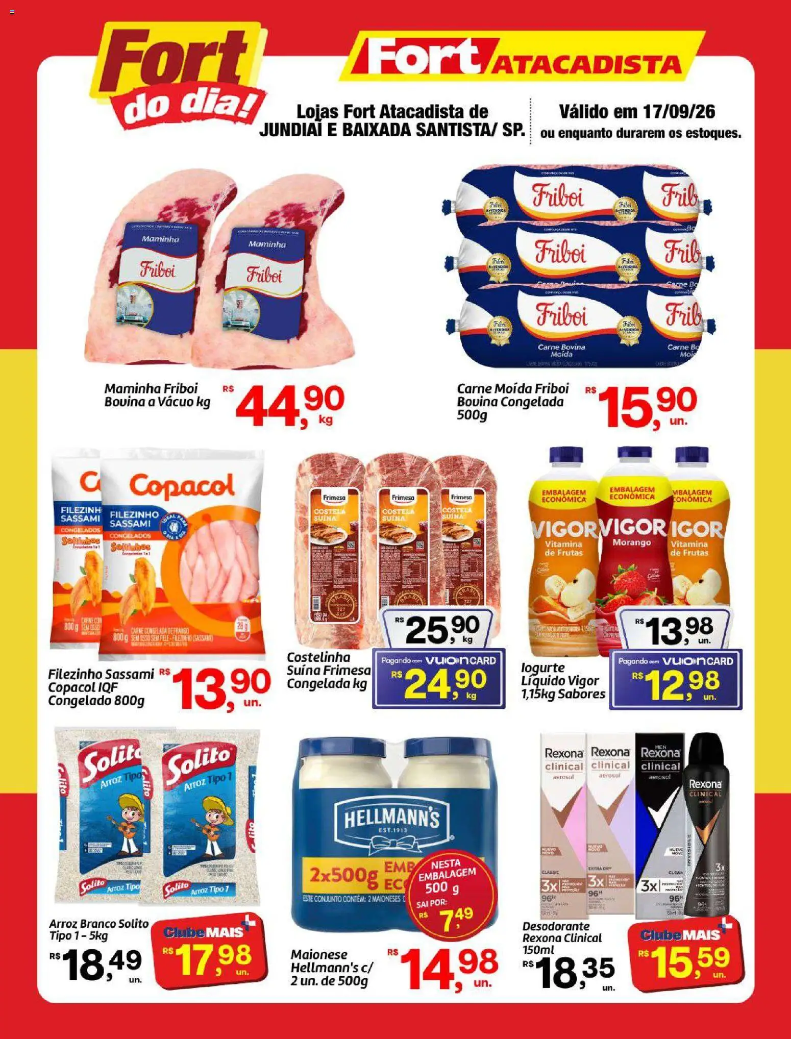 Fort Atacadista Folheto - válido de 17/09/2026 | Página: 1 | Produtos: Carne bovina, Desodorante, Rexona, Carne moída
