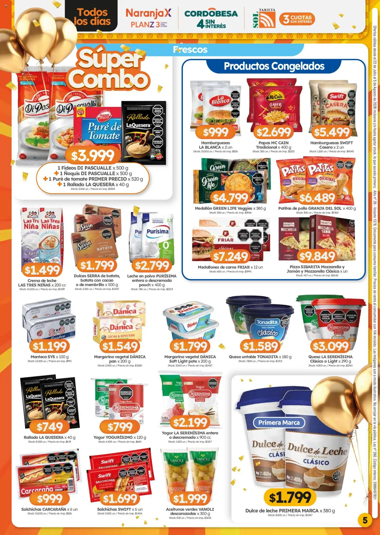 Cordiez ofertas │ válido desde el 23/07/2026 | Página: 5 | Productos: Crema de leche, Manteca, Pure de Tomate, Pan