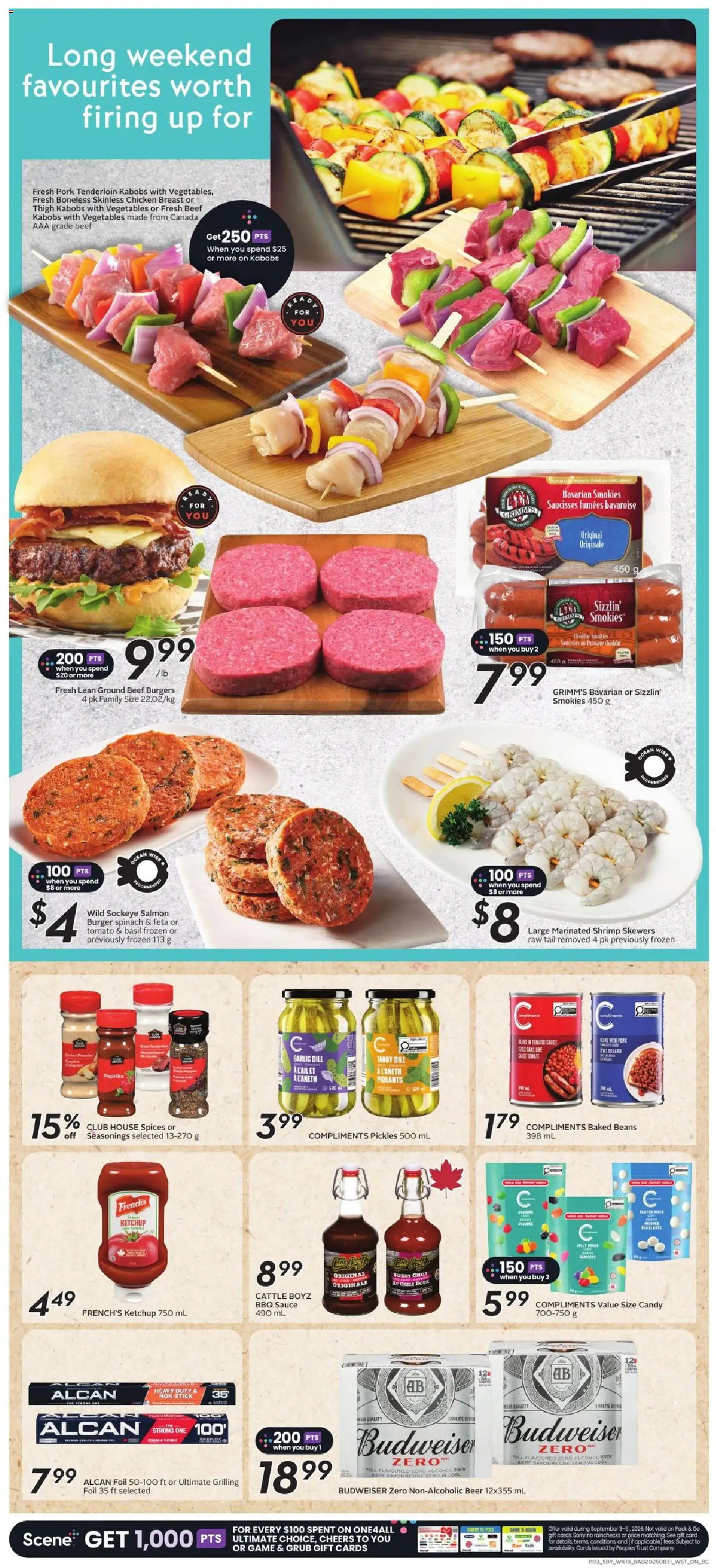 Safeway flyer valid from Sep 3, 2026 | Page: 6 | Products: Ketchup, Spinach, Shrimp, Foil