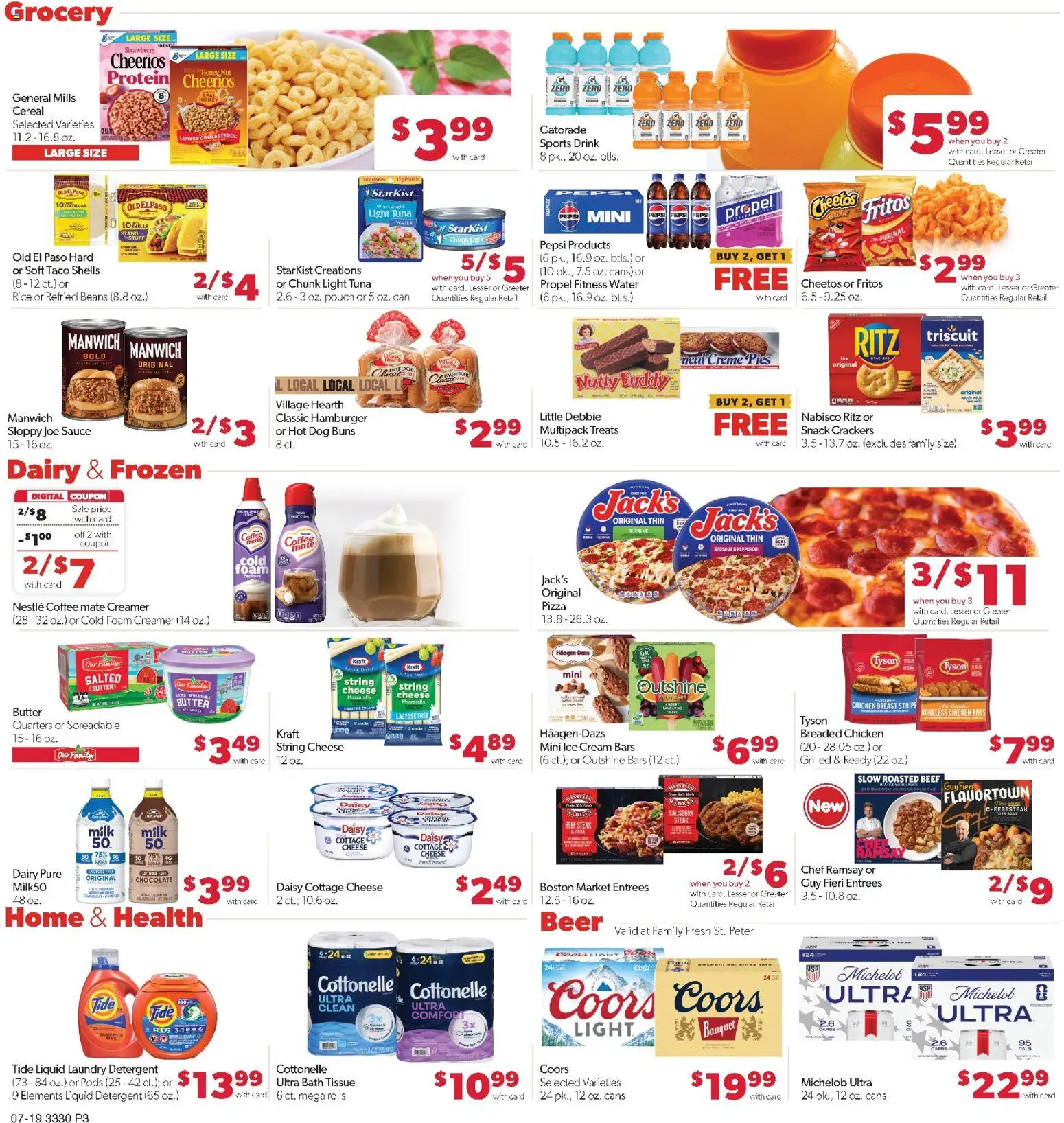 Family Fare Weekly Ad - MN - valid from 07/19/2026 | Page: 3 | Products: Butter, Cheese, Chocolate, Beef