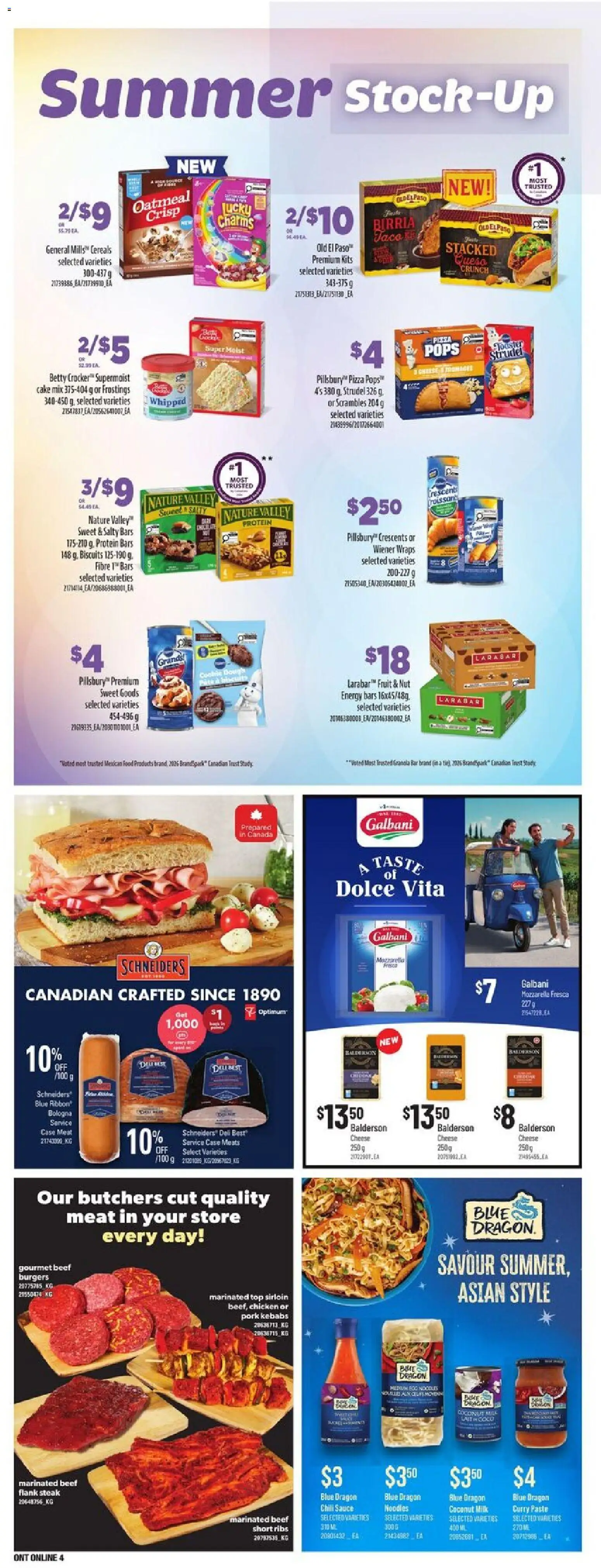 Loblaws flyer valid from Jul 23, 2026 | Page: 12 | Products: Noodles, Steak, Cheese, Protein