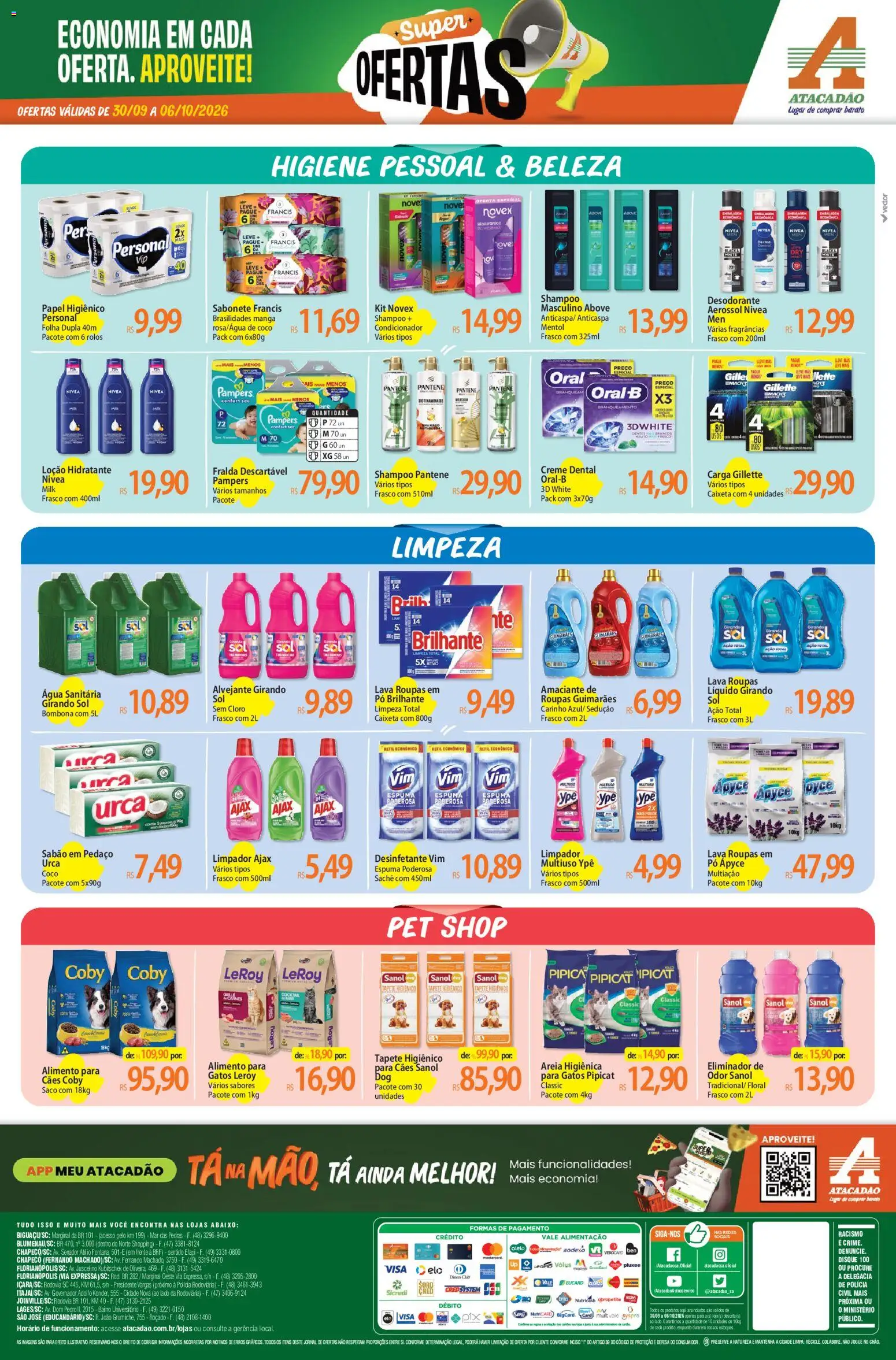 Atacadão Folheto - válido de 30/09/2026 | Página: 4 | Produtos: Shampoo, Água, Papel higiênico, Amaciante