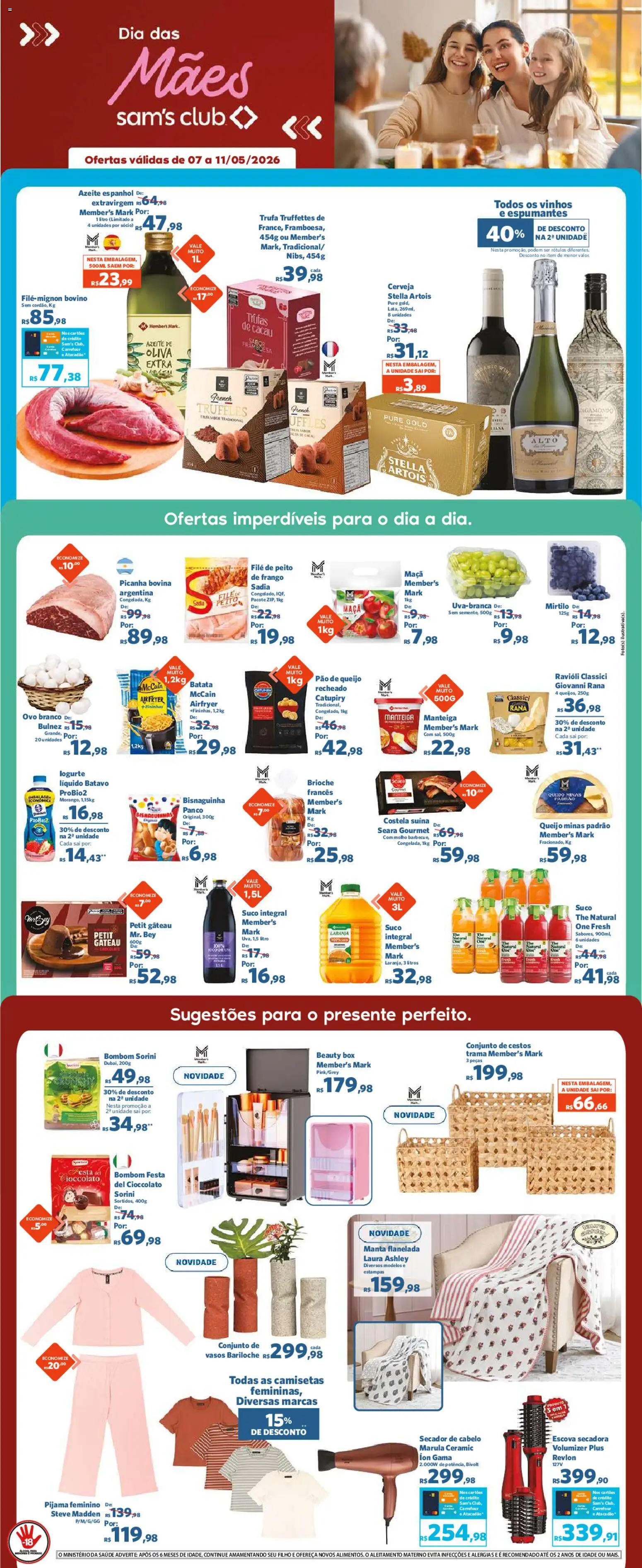 Sam's Club Folheto - válido de 07.05.2026 | Página: 1 | Produtos: Secador de cabelo, Pão, Cerveja, Azeite