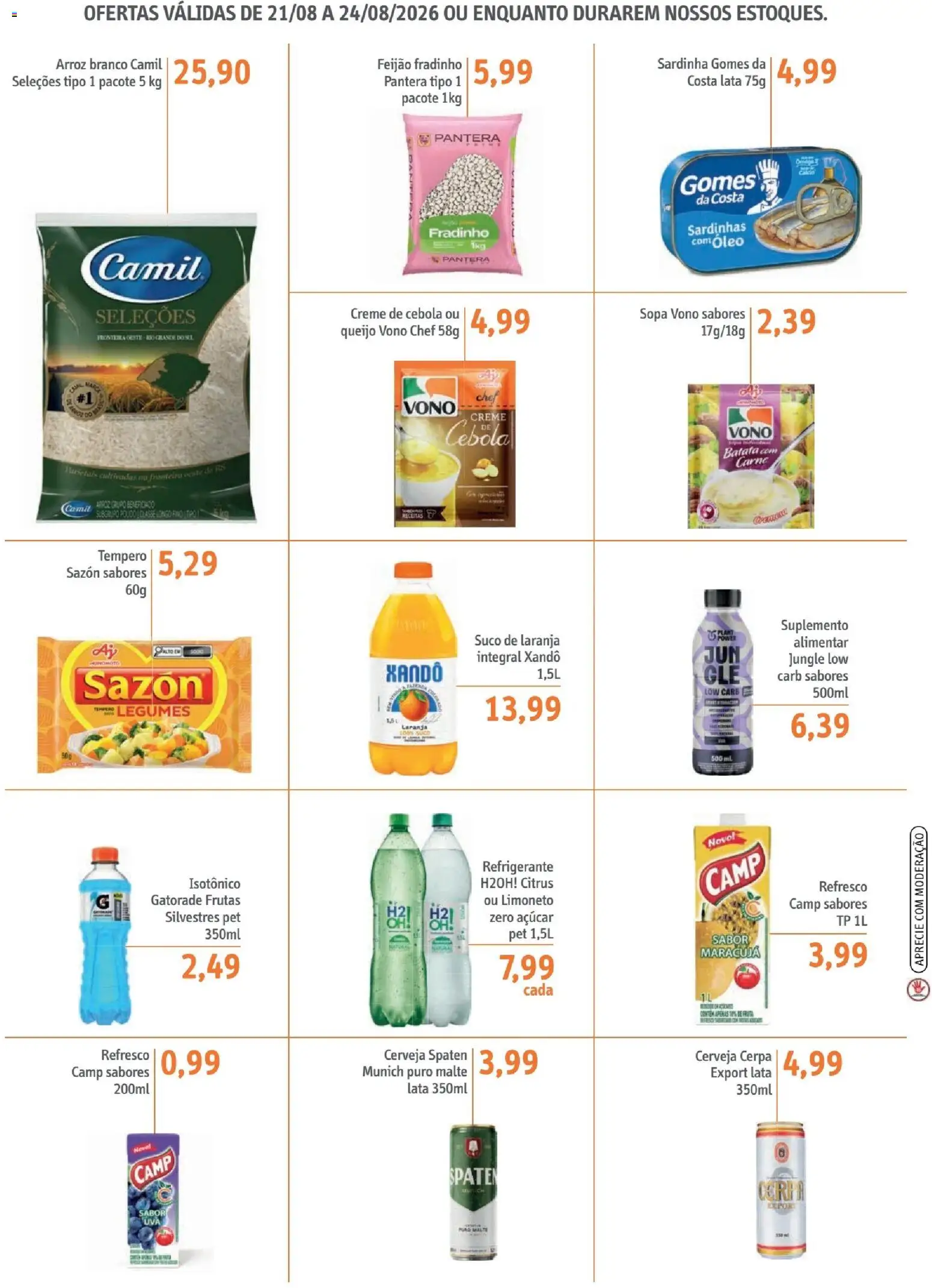 Sonda Folheto - válido de 21/08/2026 | Página: 3 | Produtos: Gatorade, Refrigerante, Legumes, Sardinha